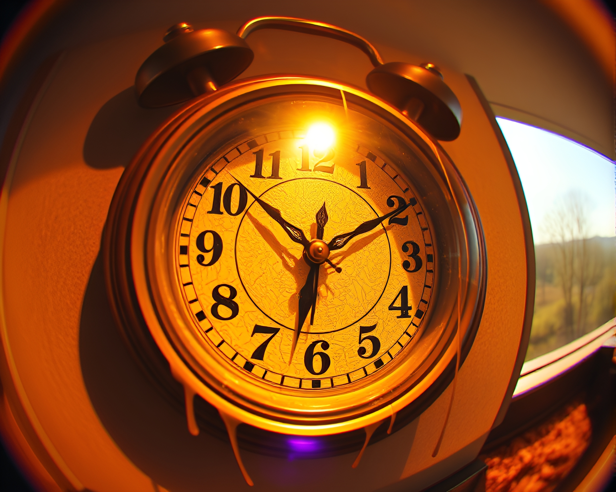 Golden Morning Chrono Clock in Dripped Paint – free AI stock image
