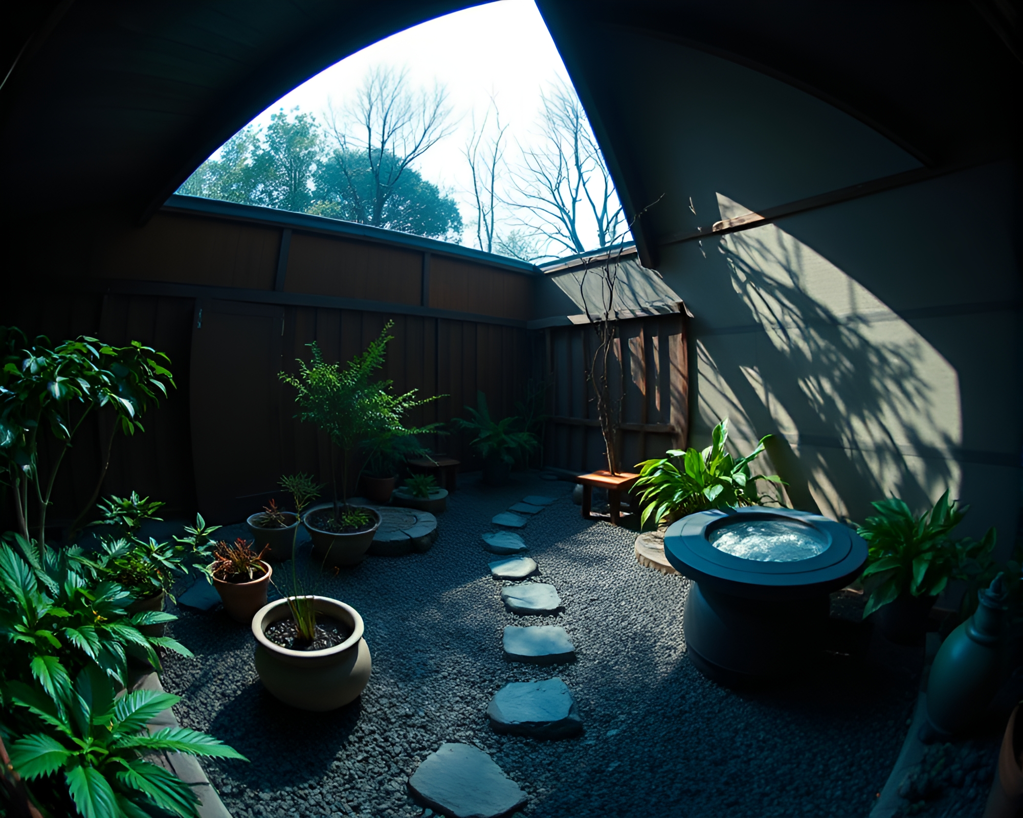 Zen Garden Tranquility with Fisheye Photogrammetry Art – free AI stock image