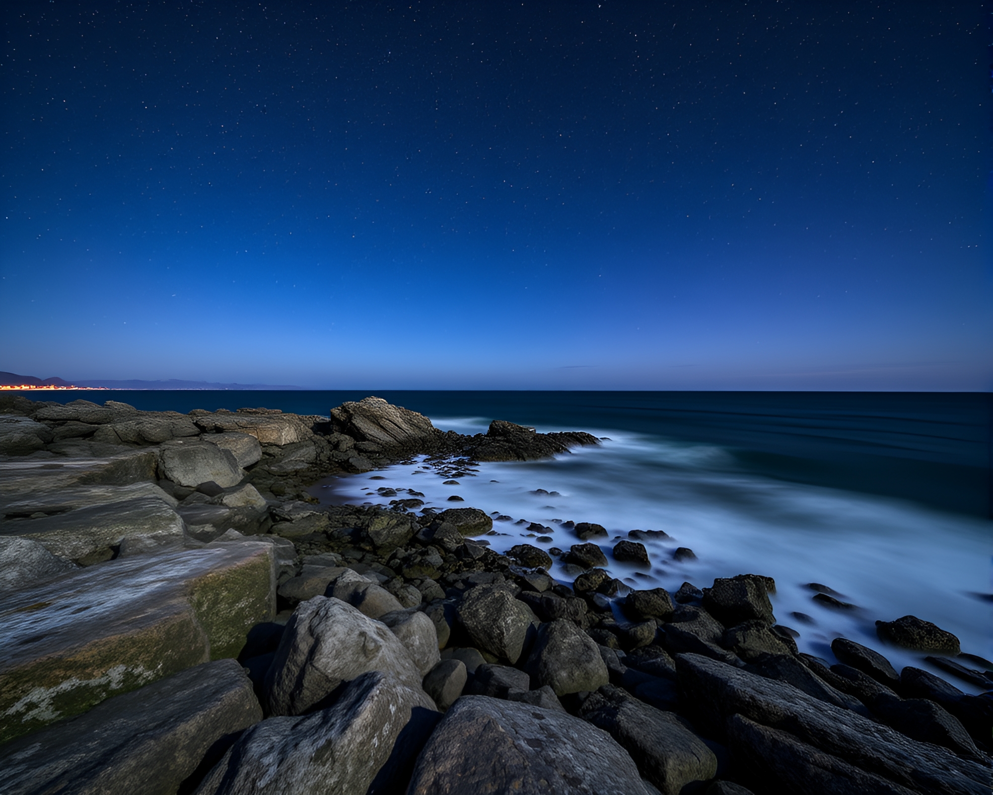 Ultraviolet Glow in Rocky Coastline Radial Symmetry – free AI stock image