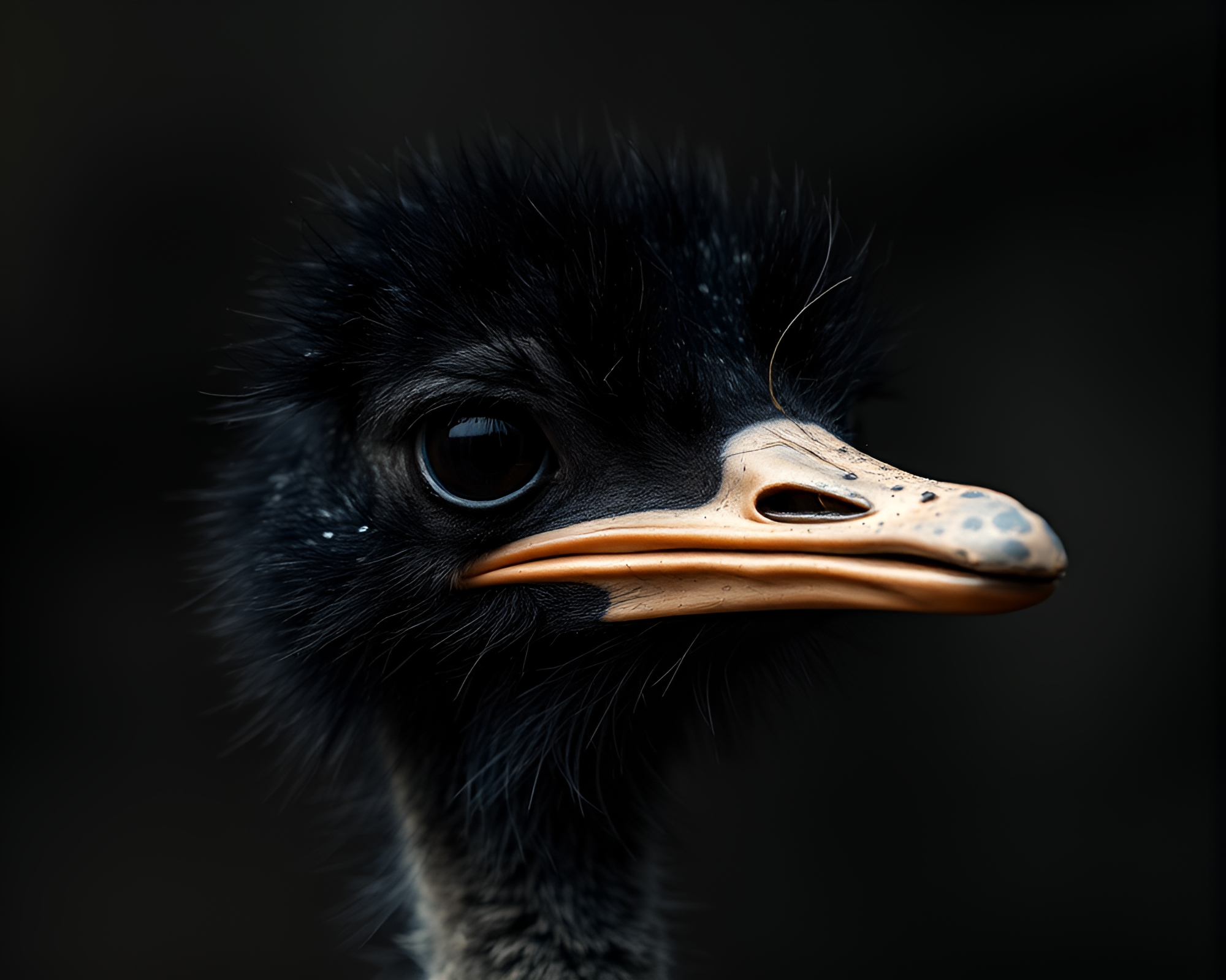 Mildew Spots on Film Noir Ostrich in Muted Tones – free AI stock image