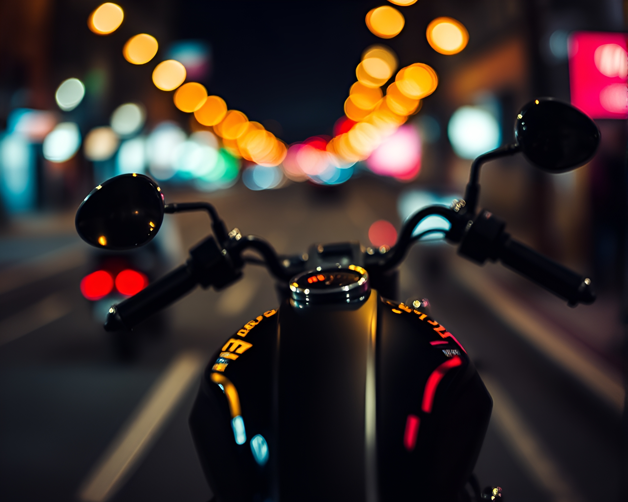Motorcycle Noir: Bokeh Foreground in 8-Bit – free AI stock image