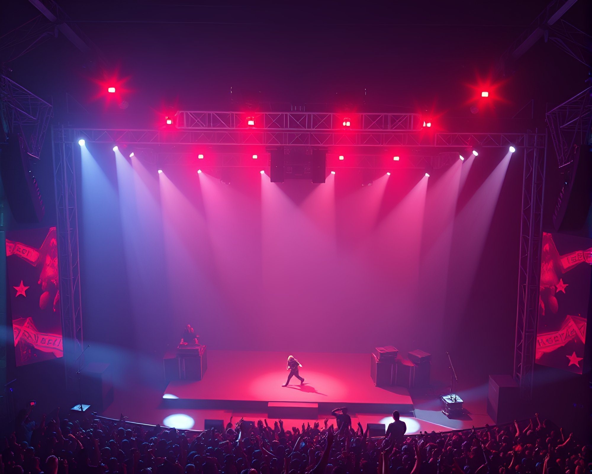 High-Angle Werewolf Concert Stage Lights Low-Poly 3D Render – free AI stock image