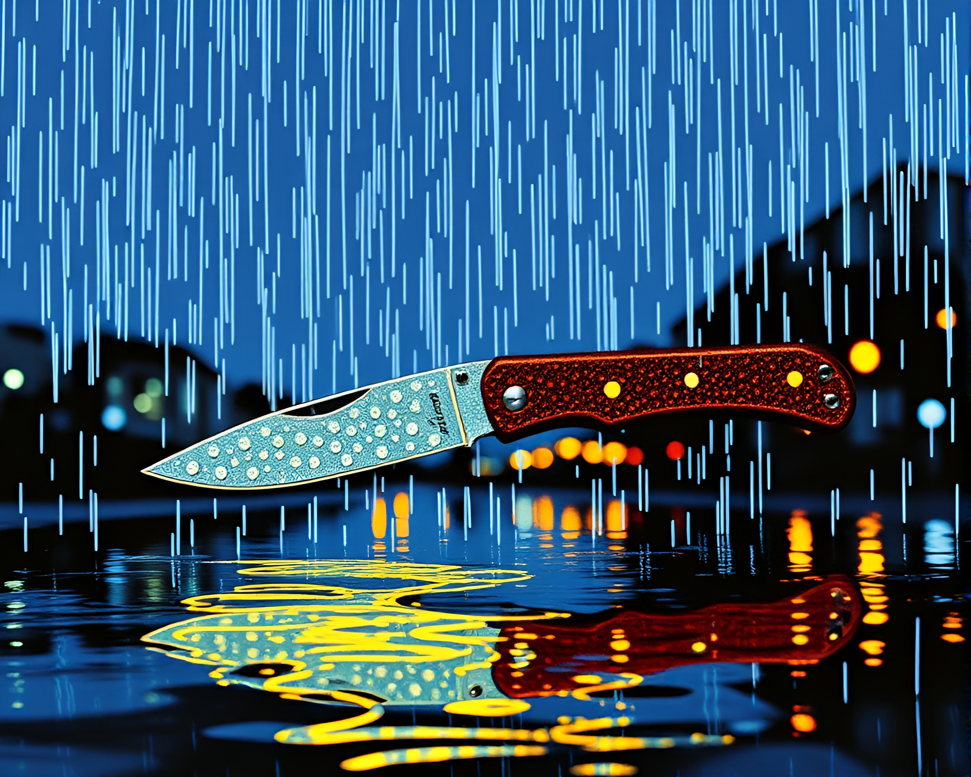 Rusty Pocketknife Pointillist Rainy VHS Reflections – free AI stock image