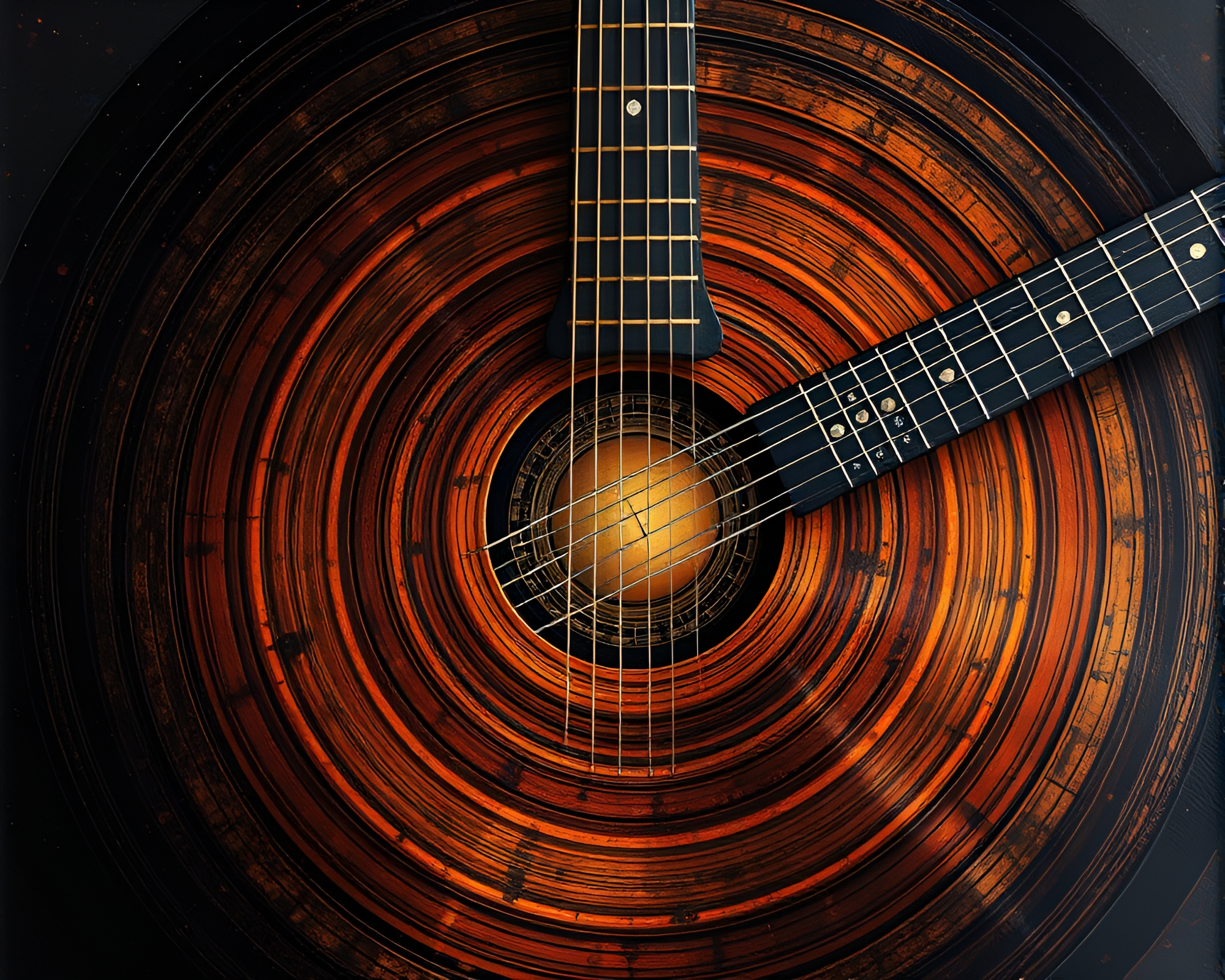 Guitar Strings in Copper Tone Nebulae – free AI stock image