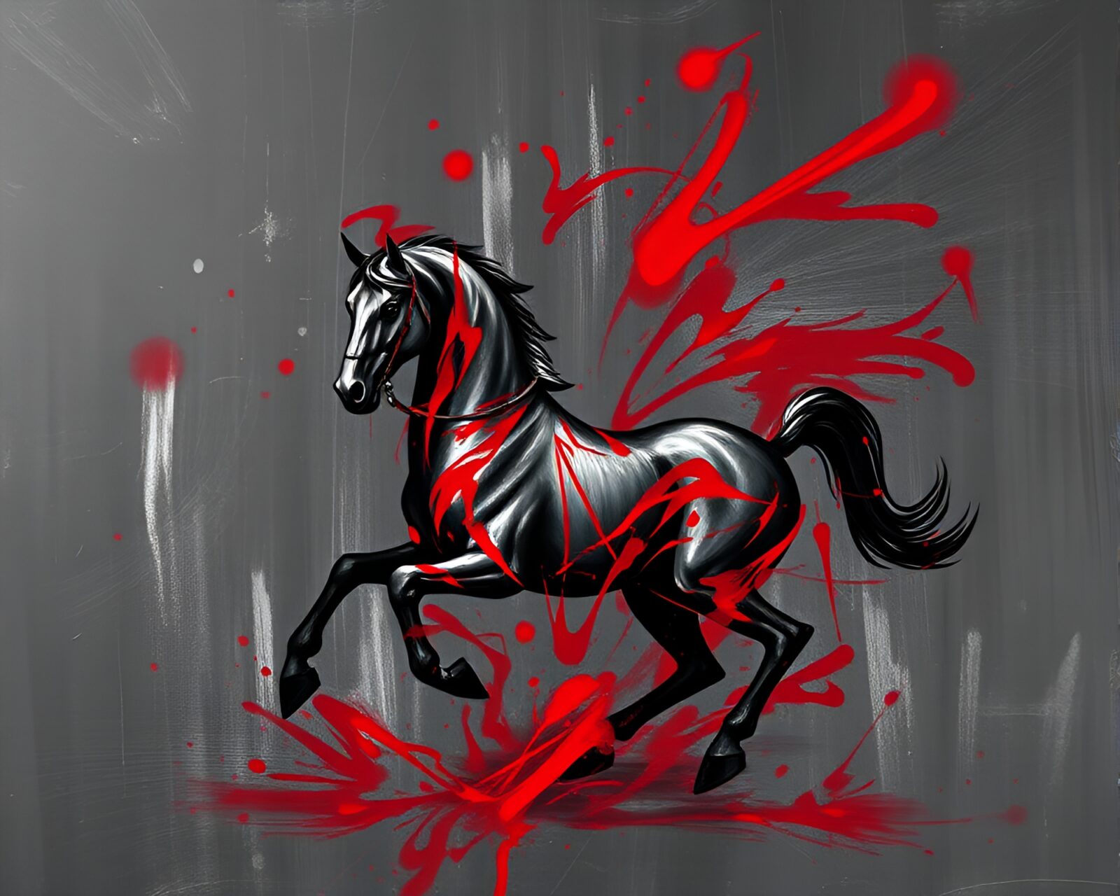 Majestic centaur in monochrome red fluid chalkboard setting