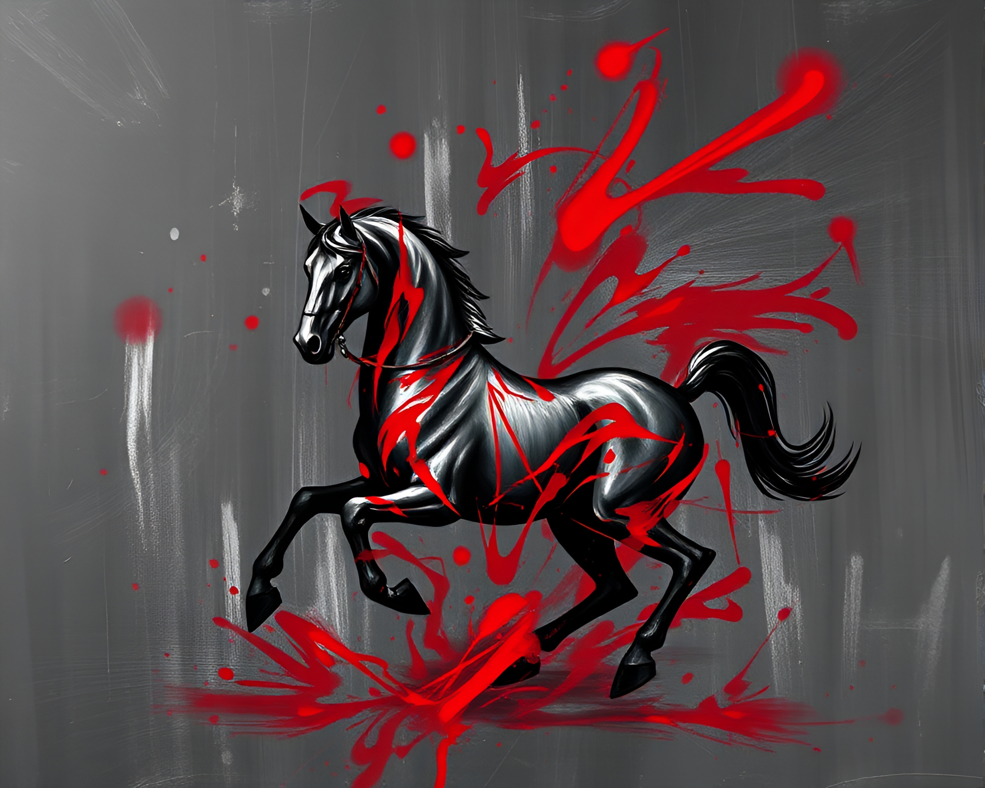 Monochrome Red Centaur in Fluid Chalkboard Simulation – free AI stock image