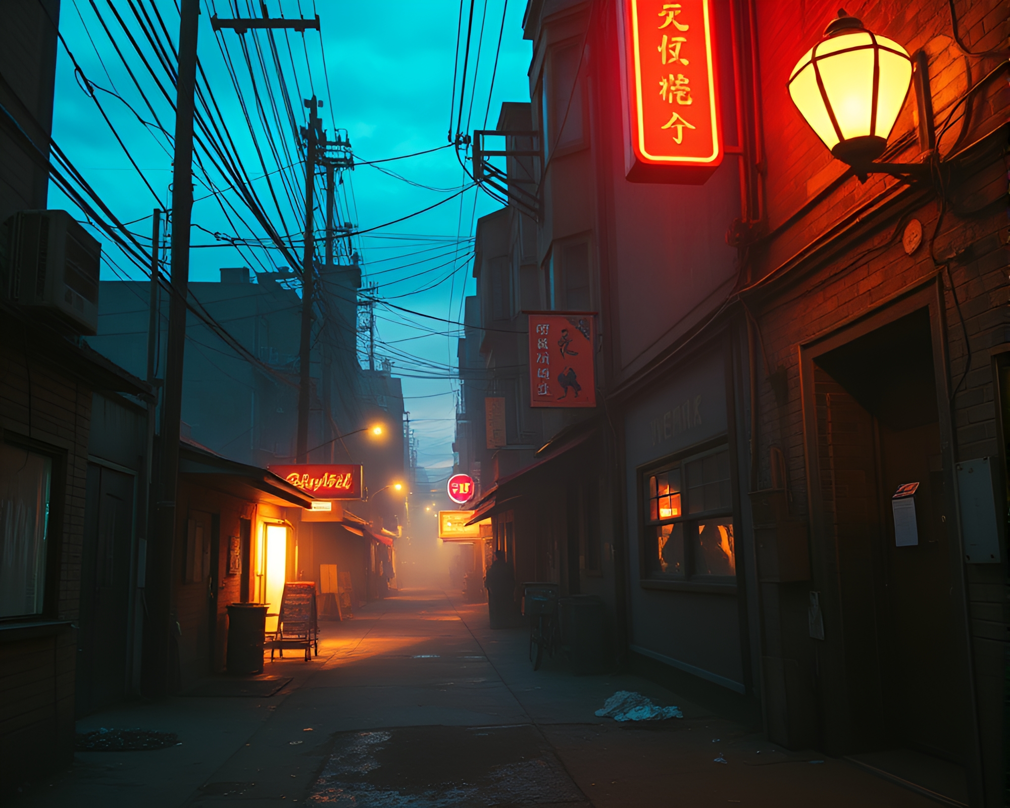 Cyberpunk Alley: Twilight Dust Overlay Comics – free AI stock image