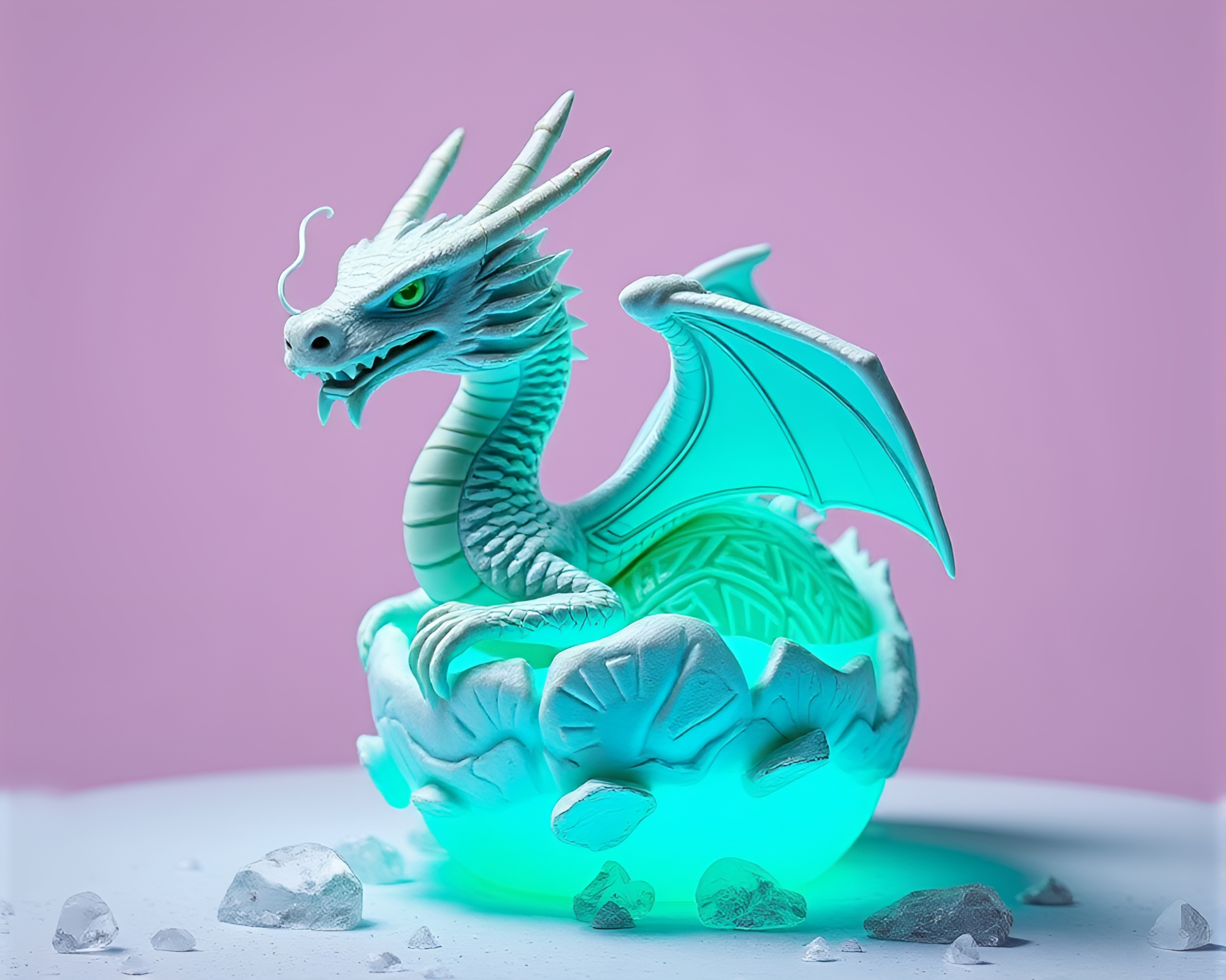 Tri-tone Dragon Egg in Antarctic Whiteout – free AI stock image