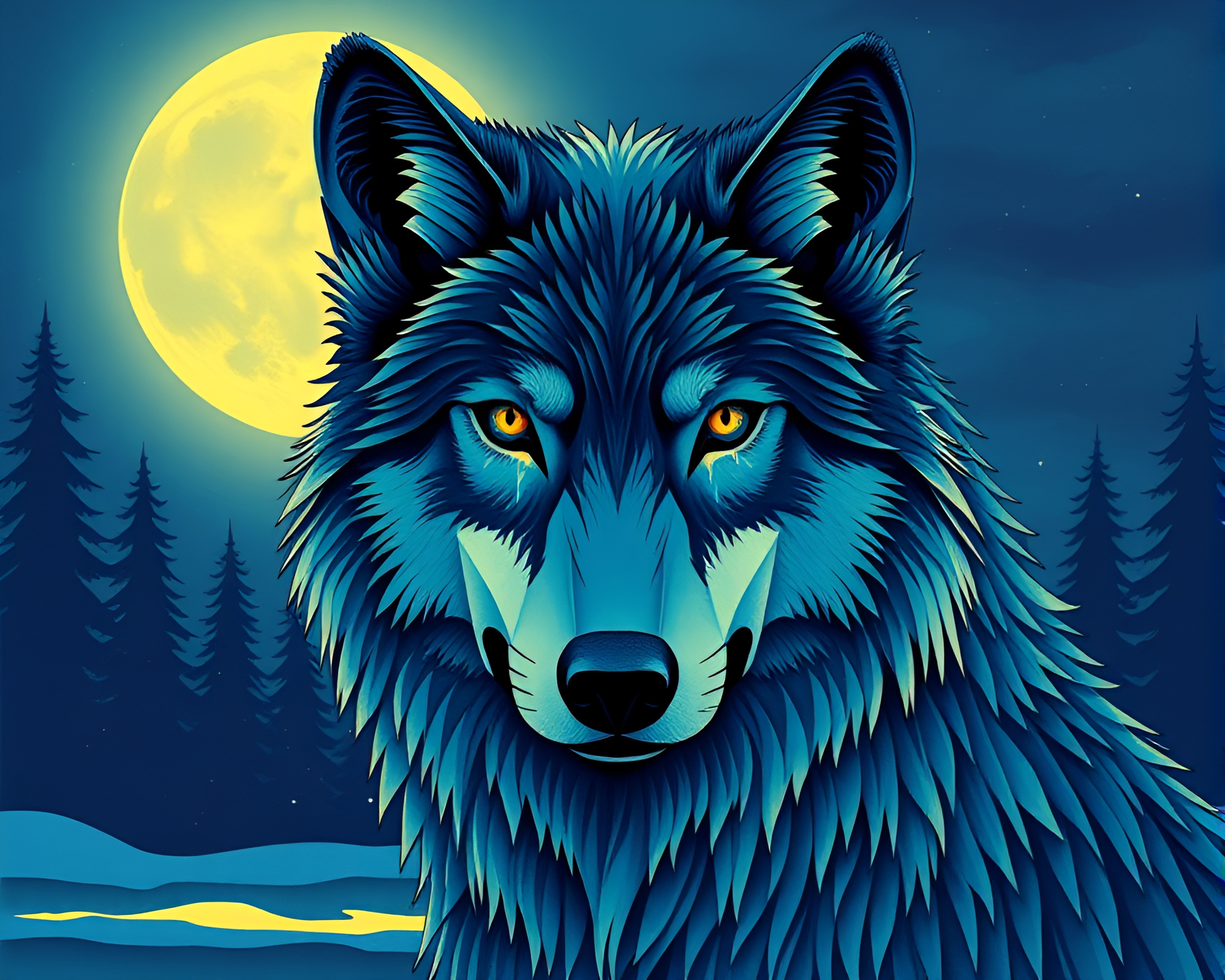 Moonlit Wolf Howling Amidst Paper Tears – free AI stock image