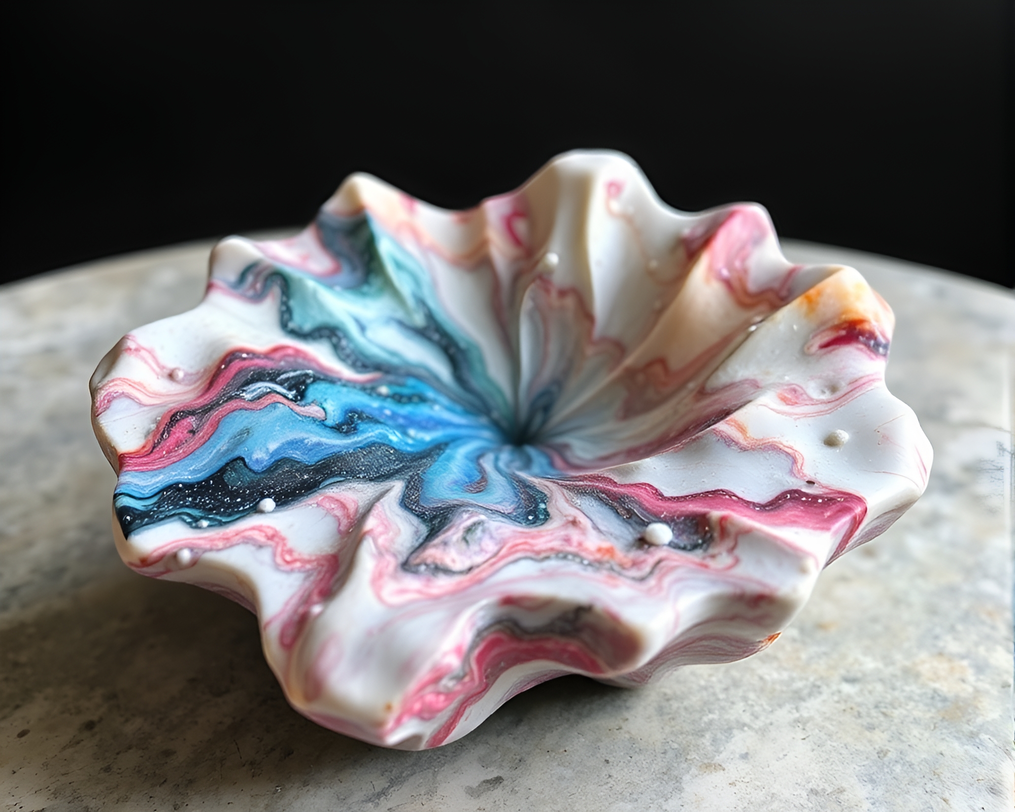 Cosmic Marble Sculpture in Zoom Burst Composition – free AI stock image