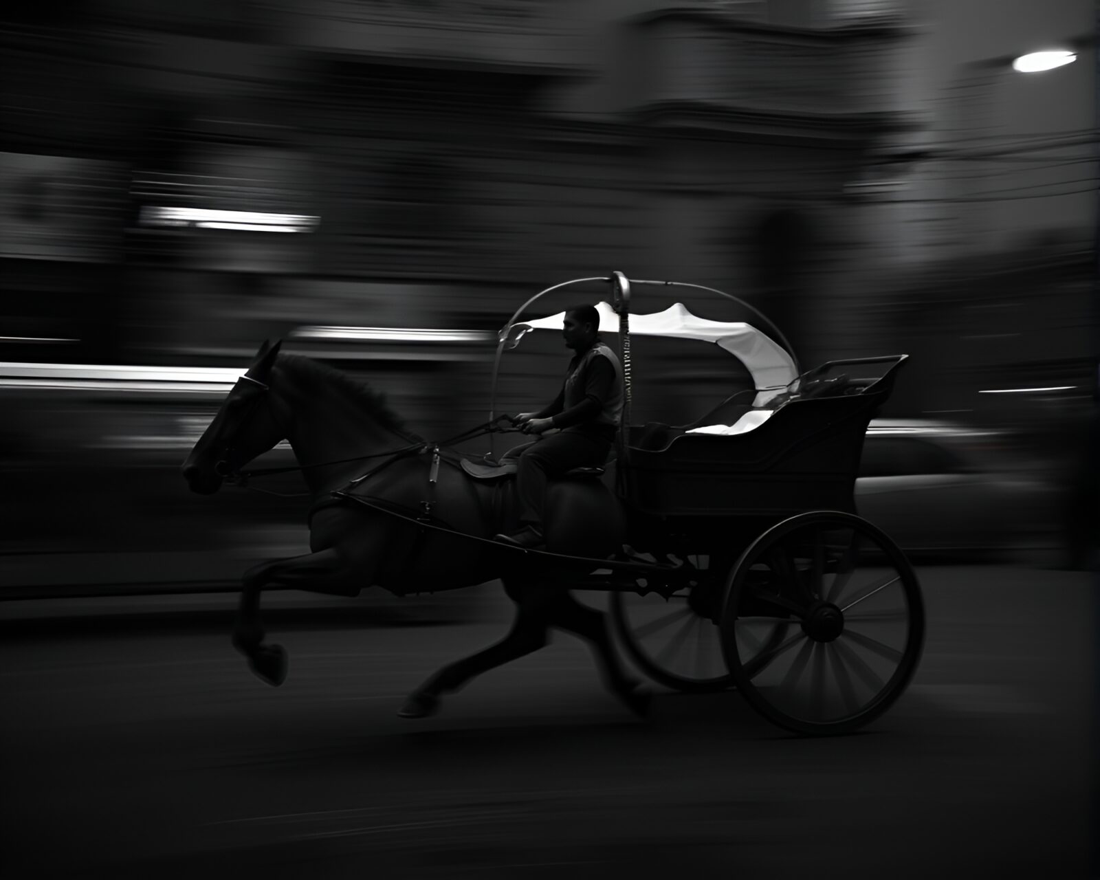 A dynamic chariot race in engraved style with motion blur