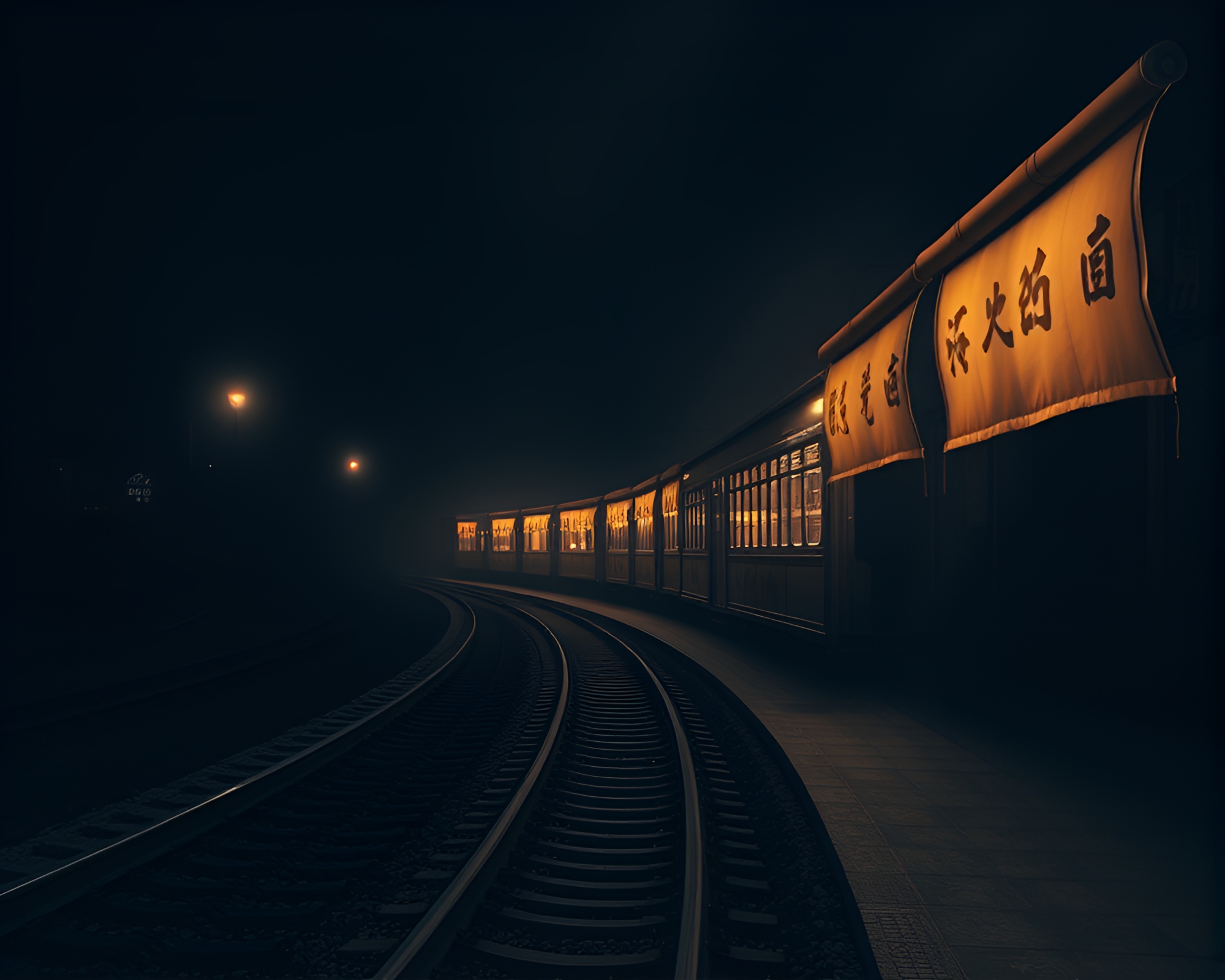 Ancient Scroll Train Light Trails Artistic Rendering – free AI stock image