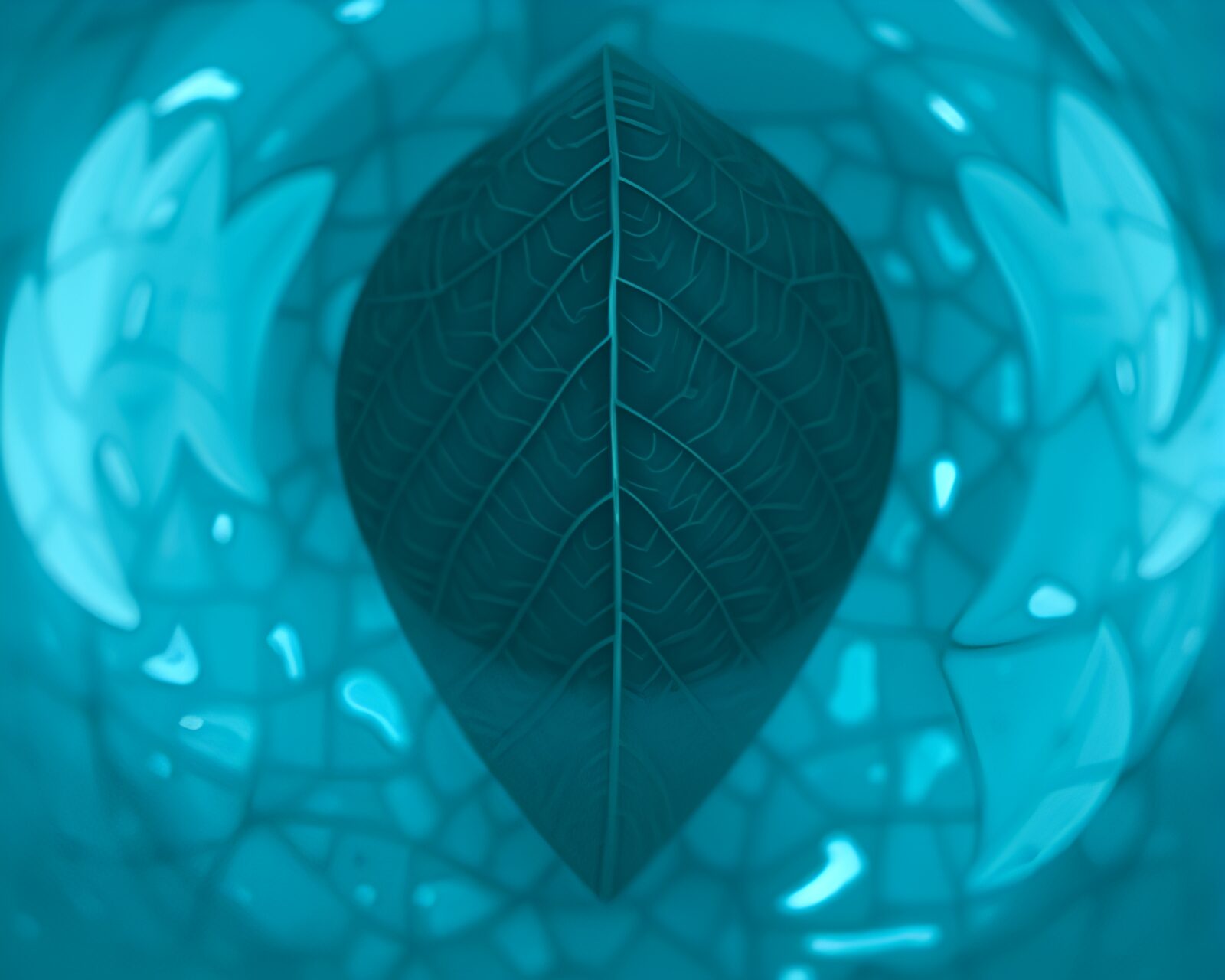 Motion blur image of intricate leaf vein pattern underwater