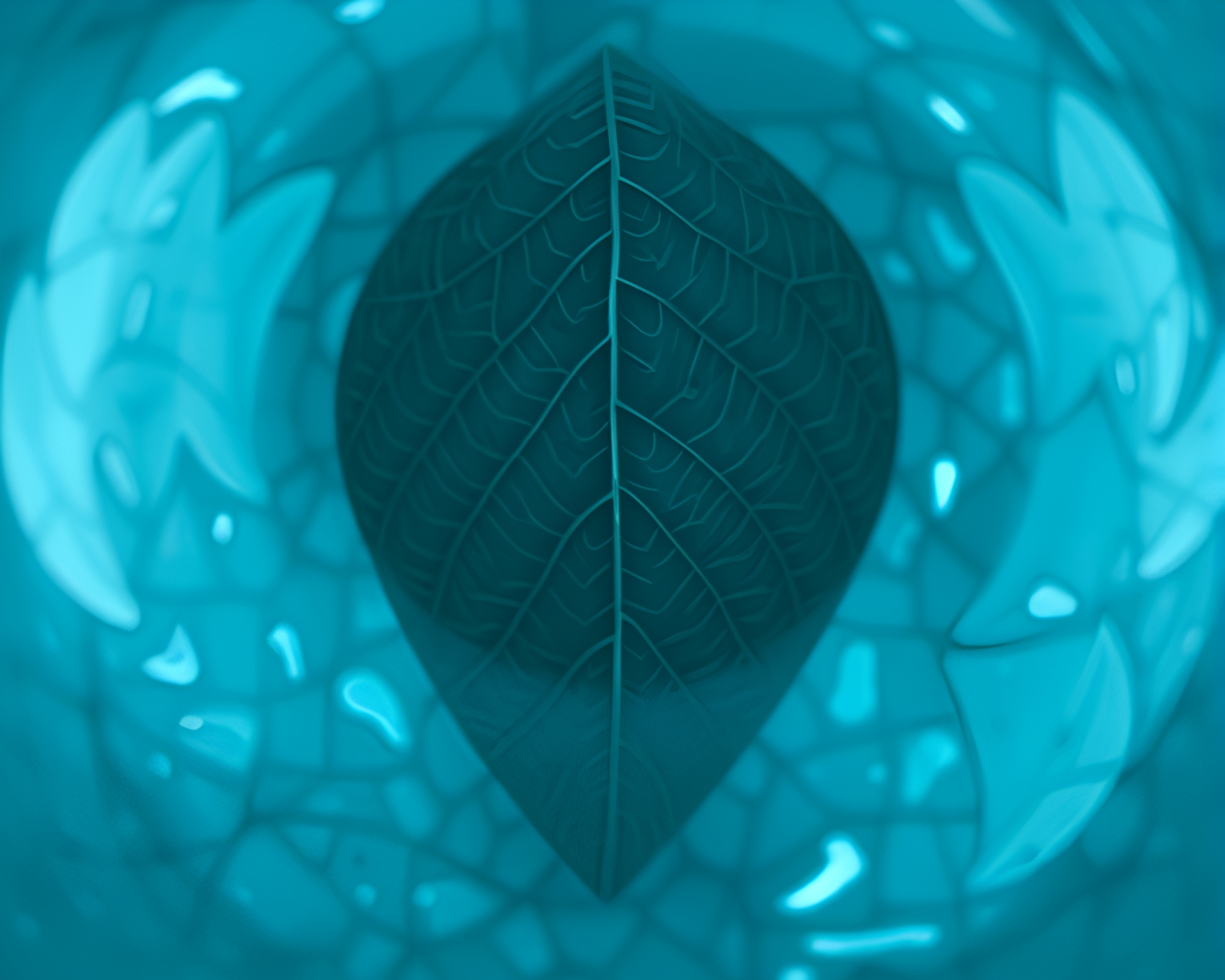 Underwater Steel-Blue Dome with Leaf Vein Pattern – free AI stock image