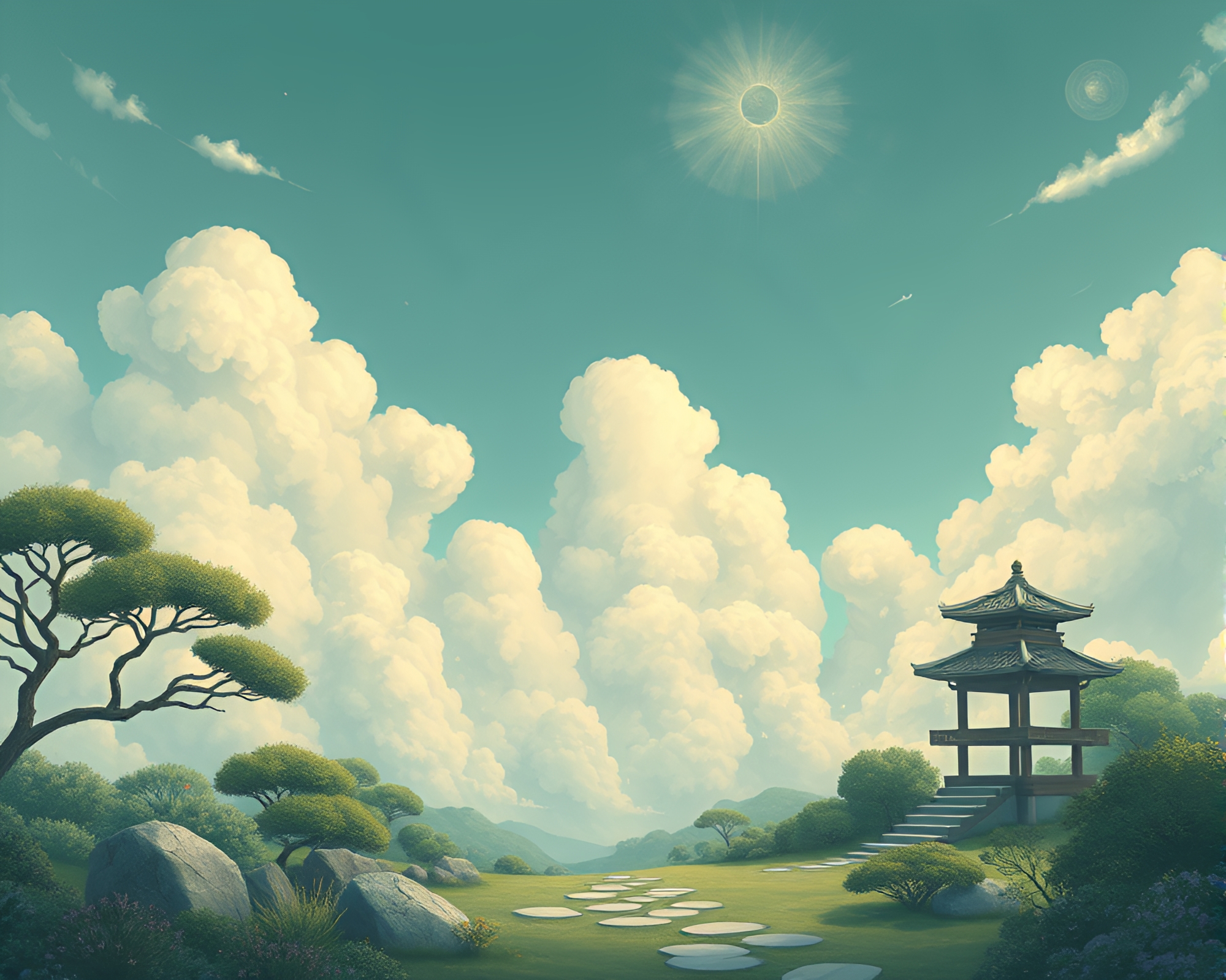 Serenity in the Sky: Zen Garden Cloudscape – free AI stock image
