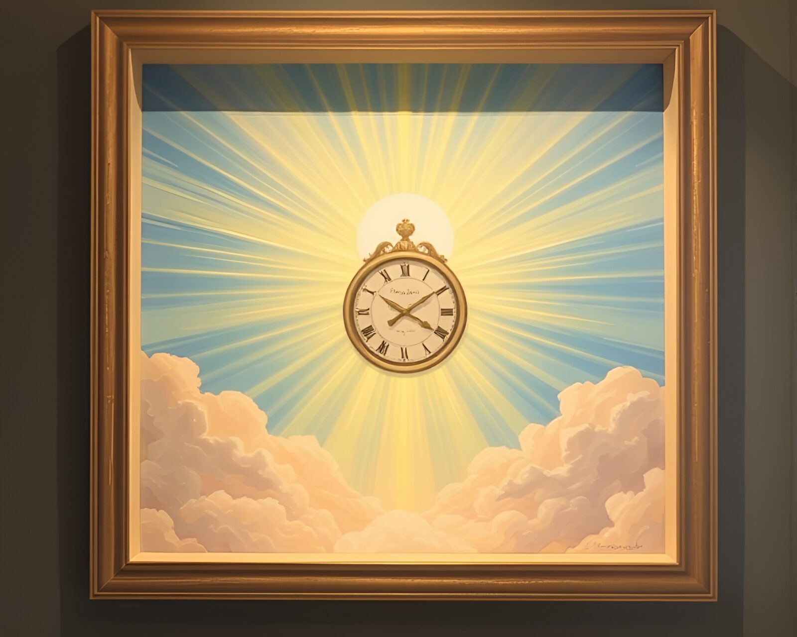 A mesmerizing clock tower bathed in heavenly rays of light
