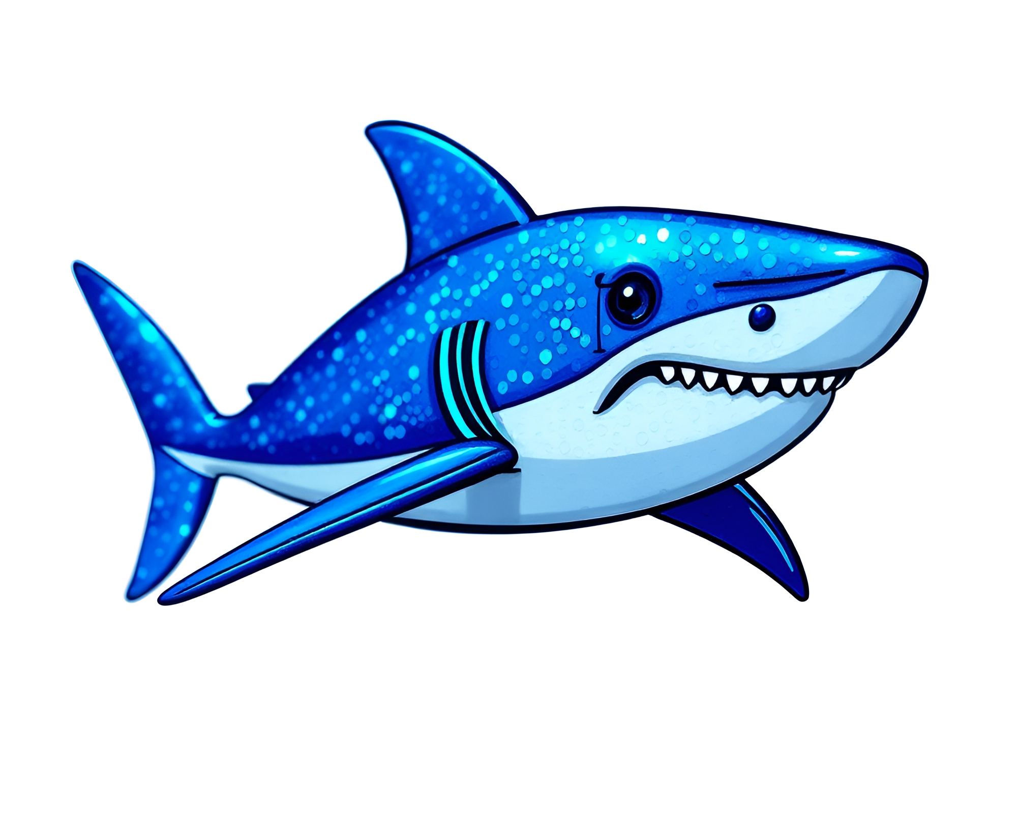 Holographic Shark Encounter in Cobalt Blue Waters – free AI stock image
