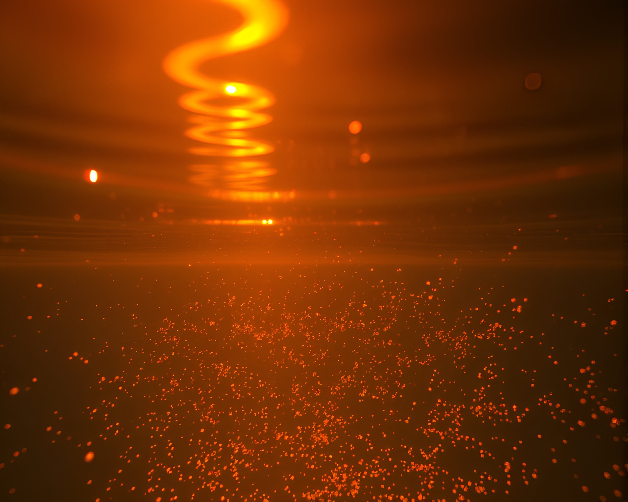 Submersible Rainbow Refraction in Burnt Orange Waters – free AI stock image