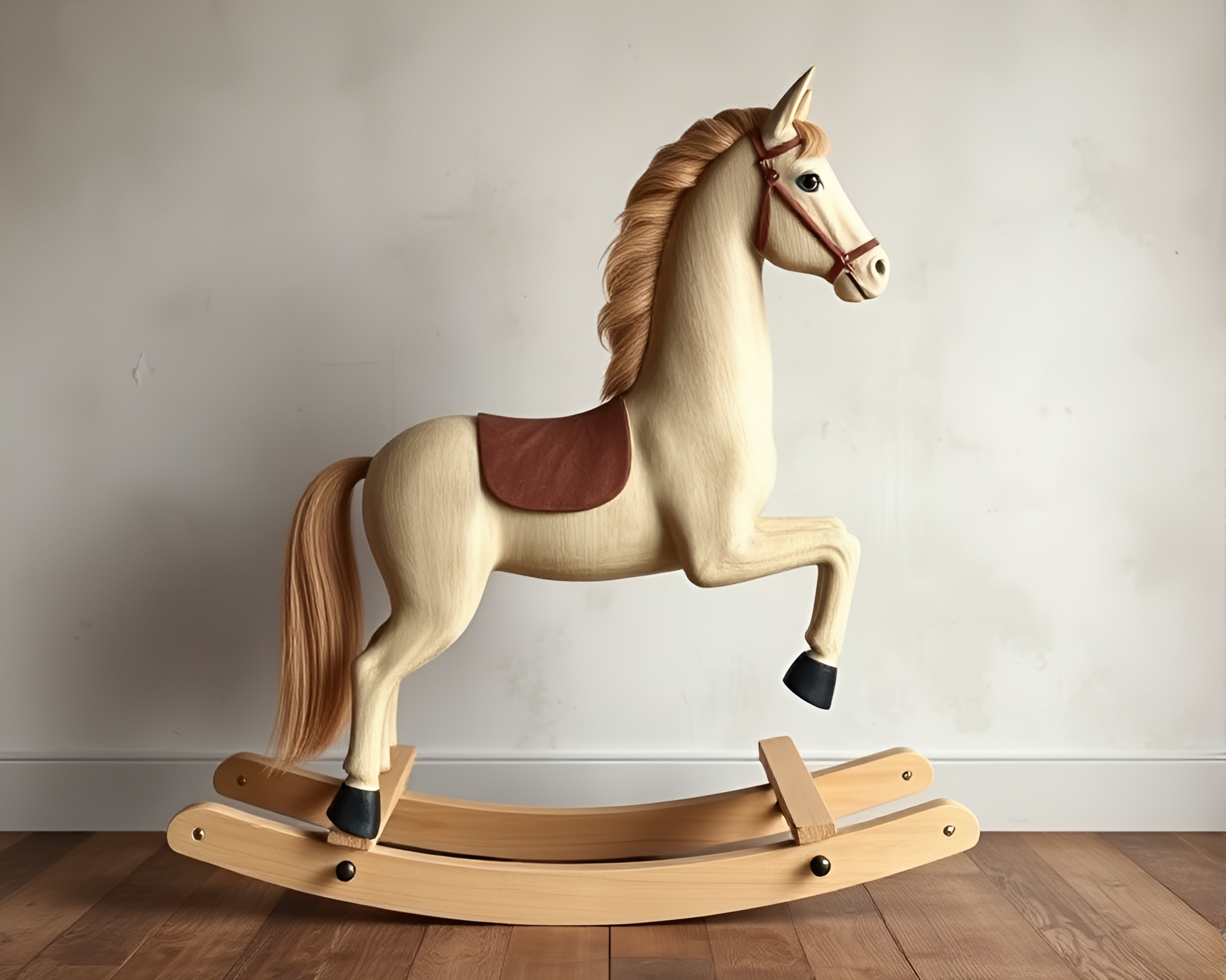 Utopian Wooden Rocking Horse Frame – free AI stock image