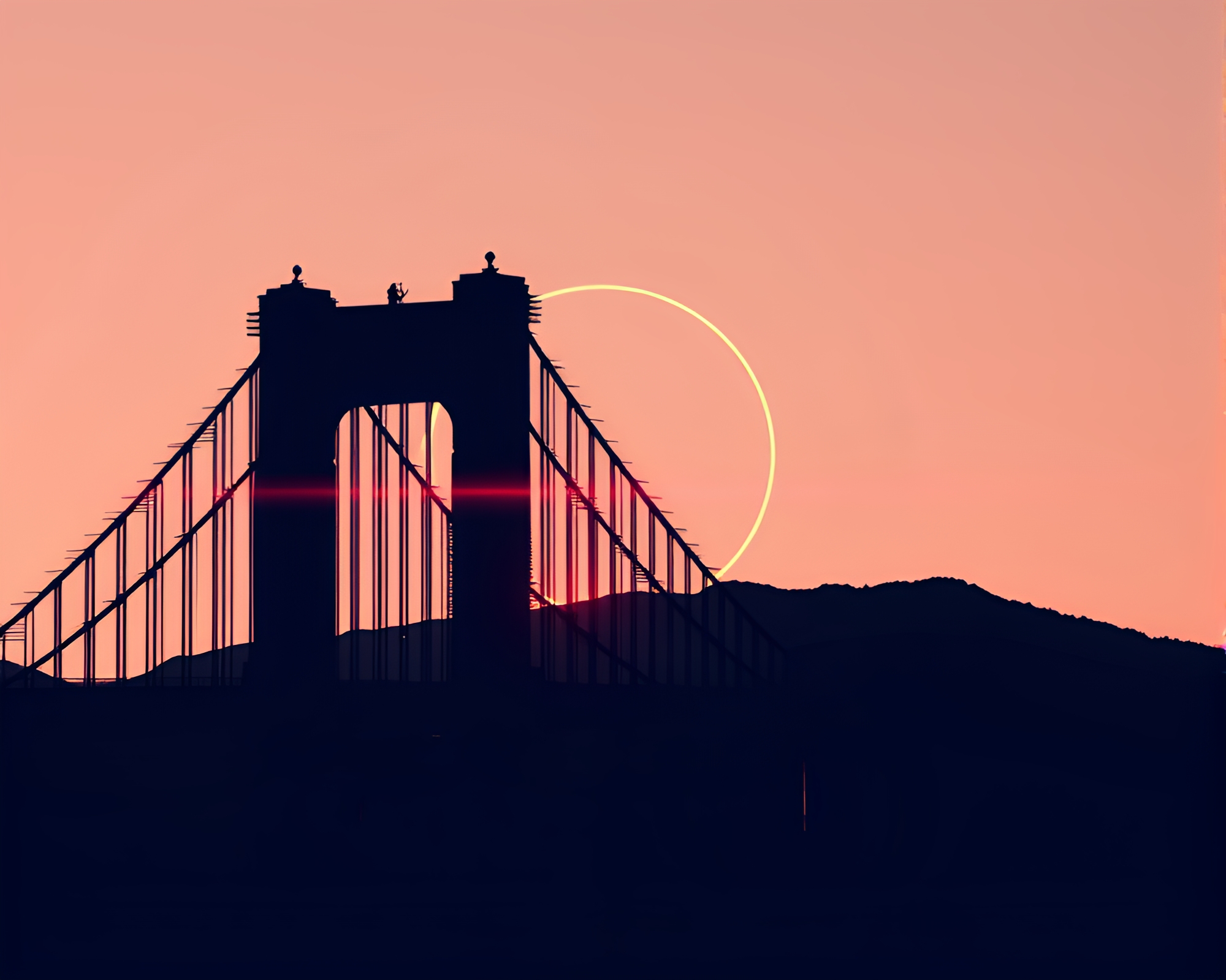 Glitch Art Arch Bridge Eclipse Editorial Illustration – free AI stock image