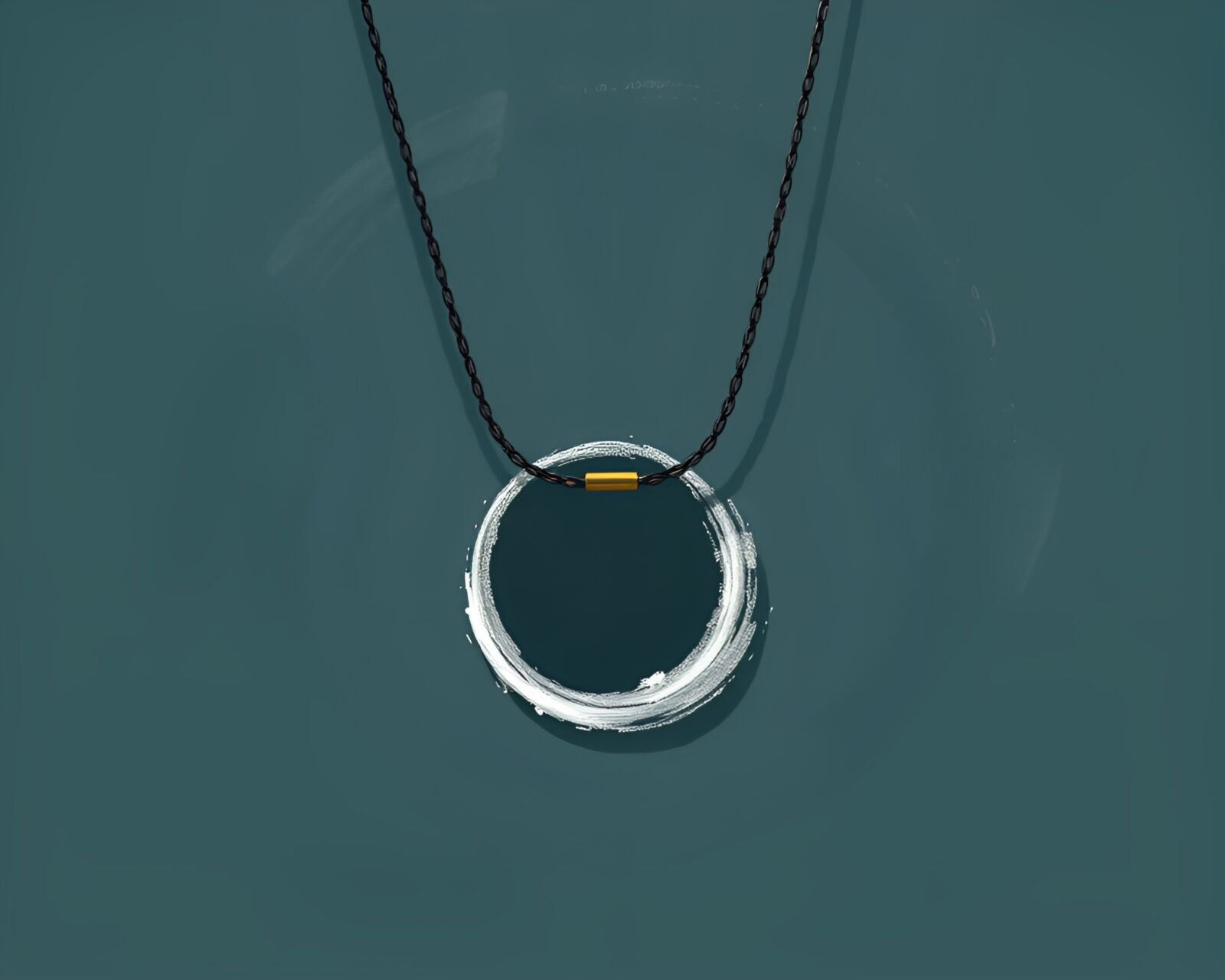 Cartoon style image of necklace under eclipse shadows on chalkboard