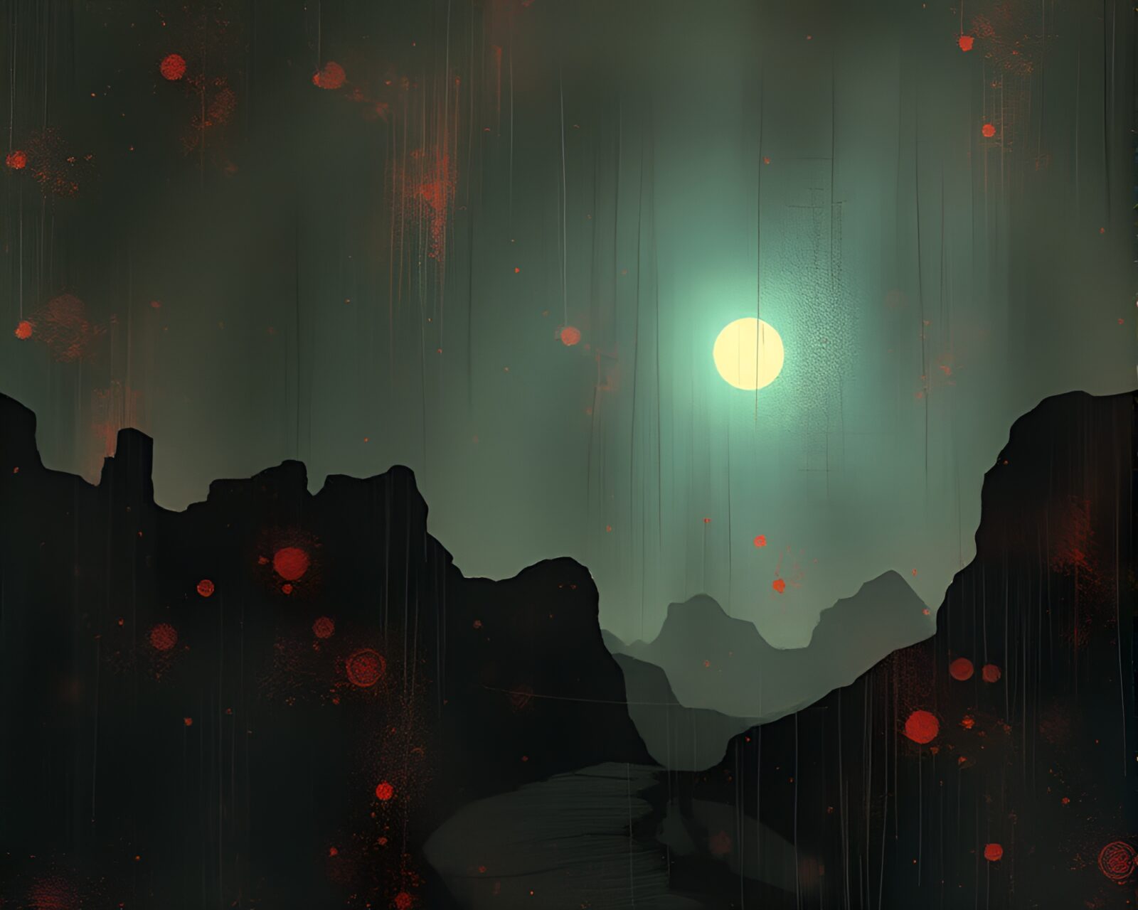 Dimly lit room with scratchy textures and vignette effect