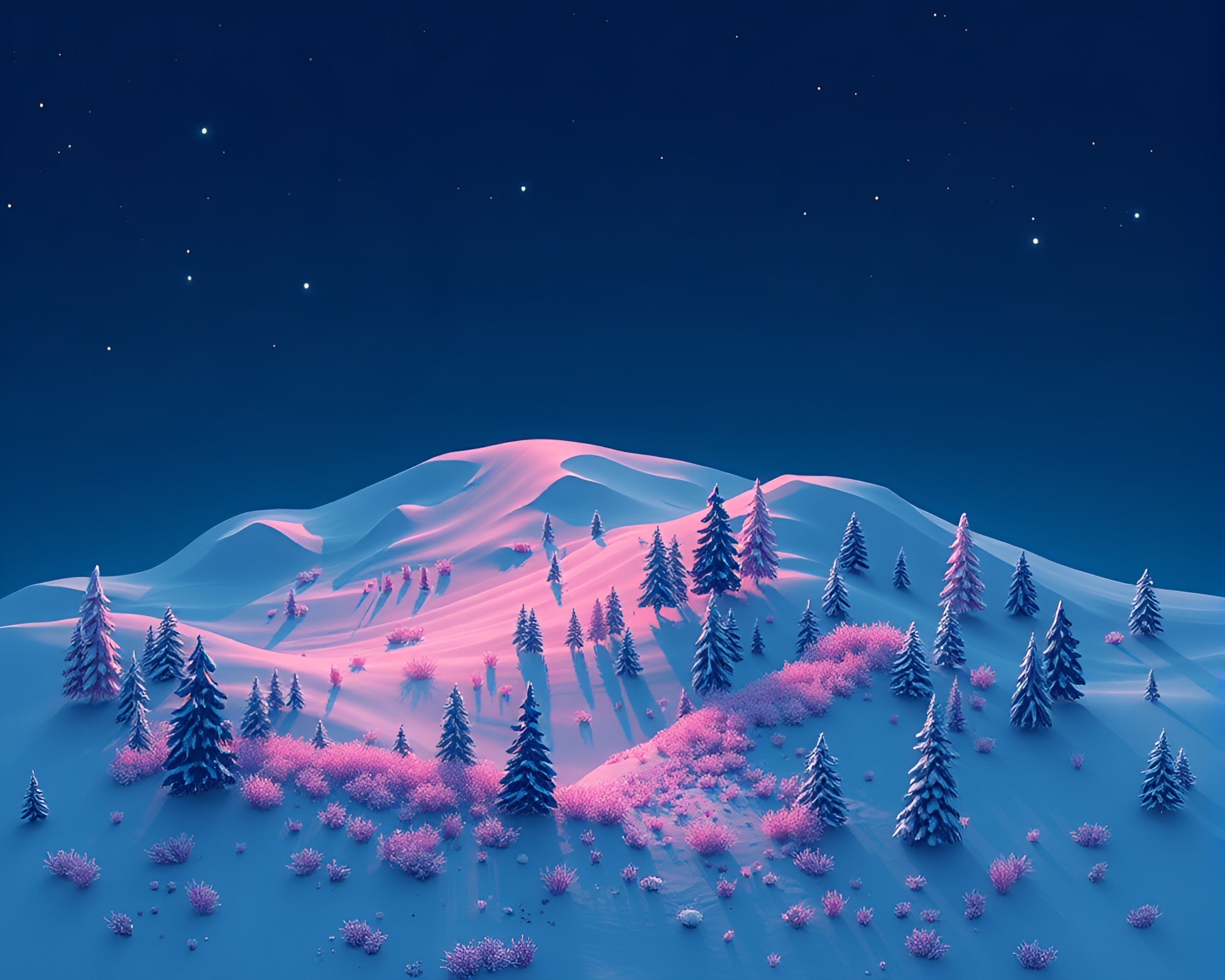 Arctic Sunset Silhouette in Isometric Digital Artwork – free AI stock image