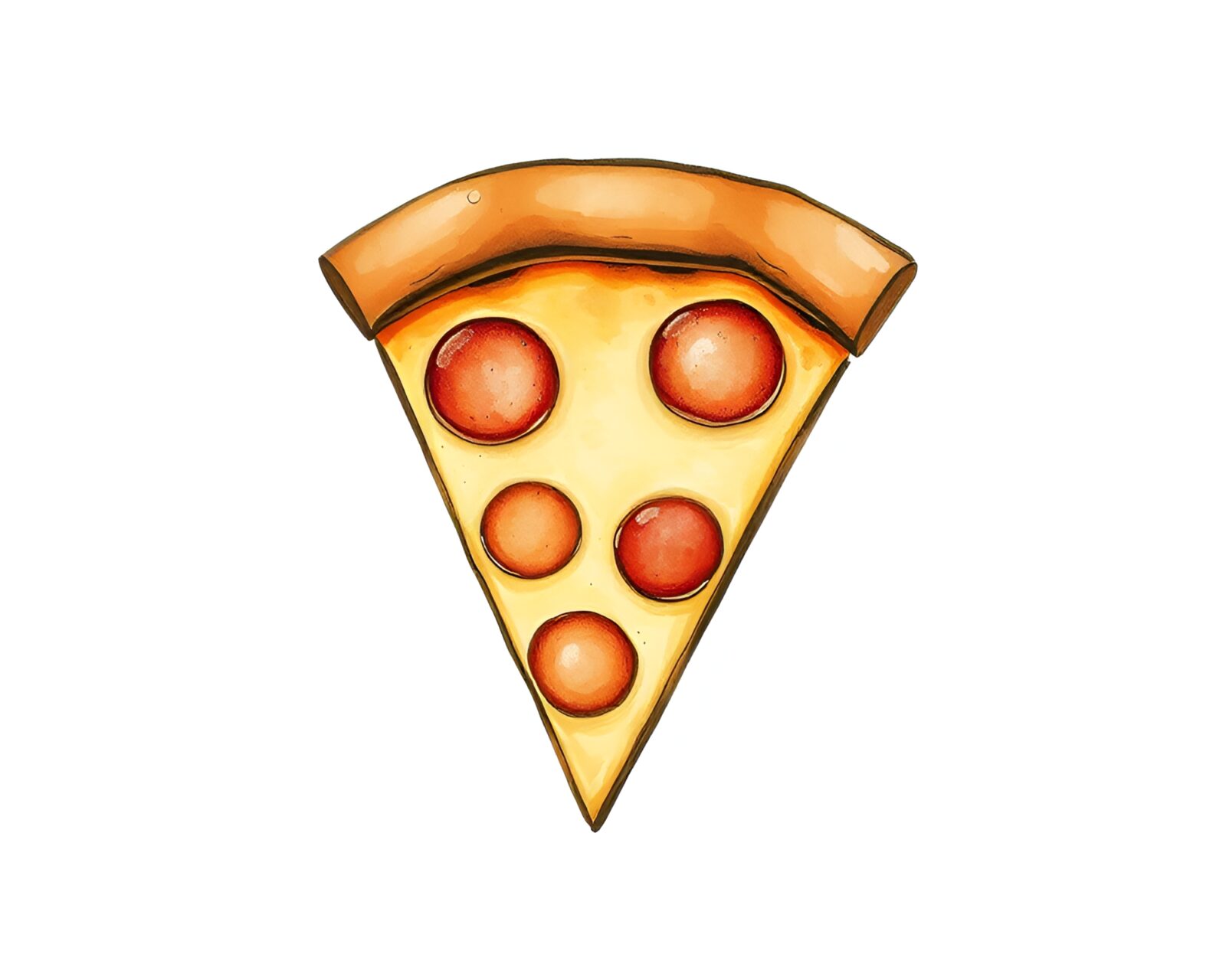 Artistic rendering of a pizza slice in soft, muted colors