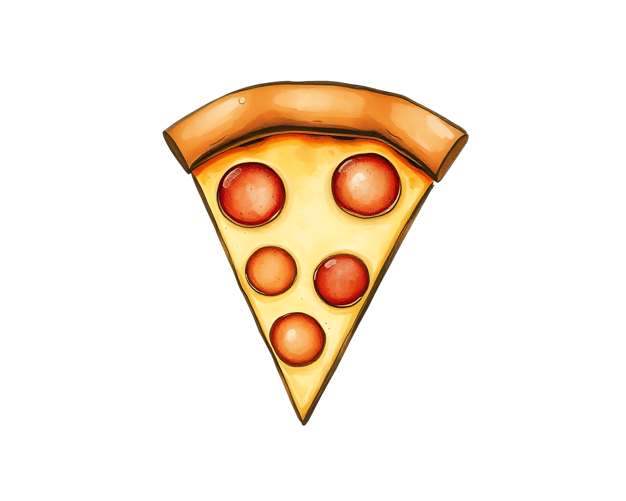 Halftone Pizza Slice in Muted Earth Tone Watercolor – free AI stock image