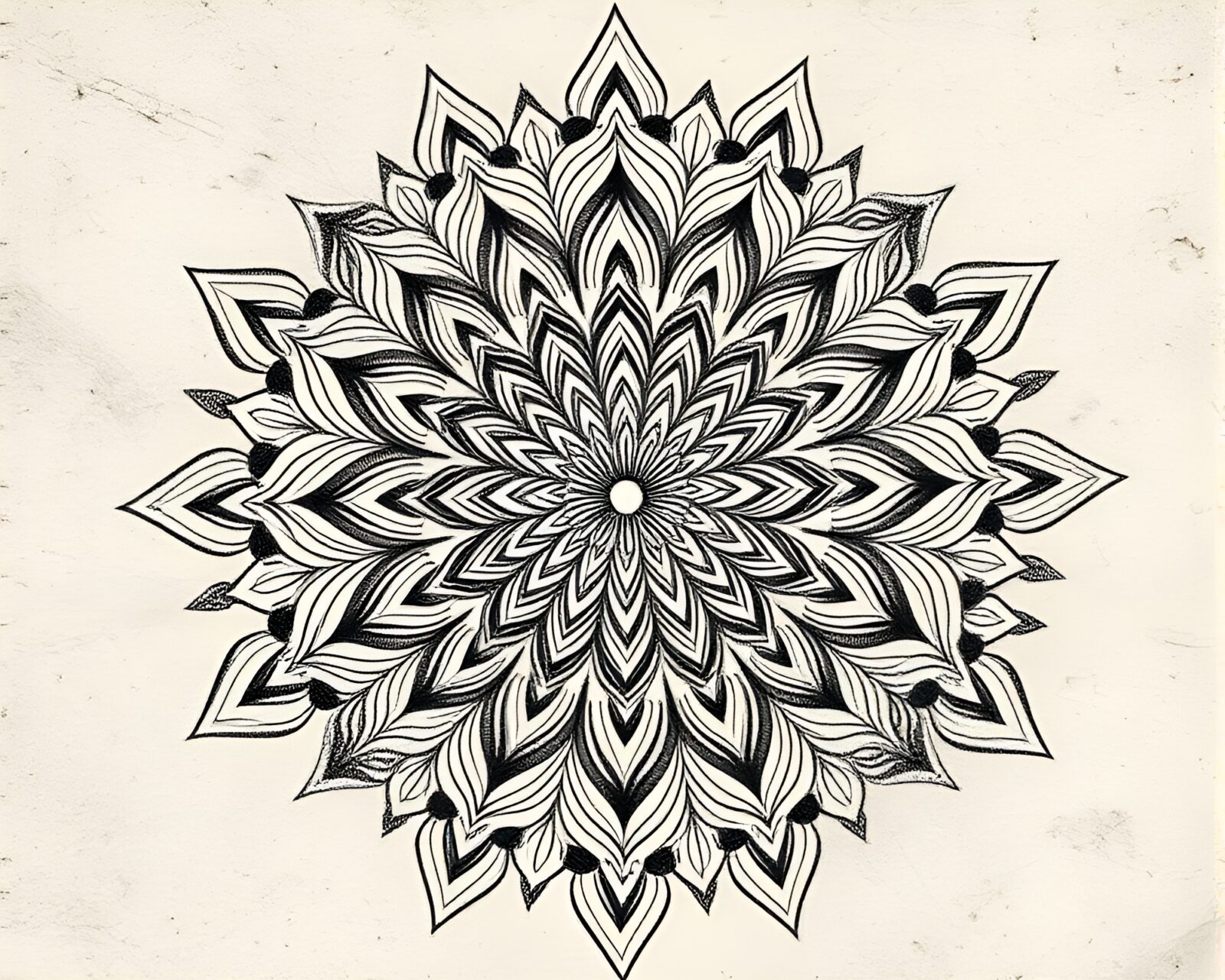 Detailed mandala engraving with film grain effect