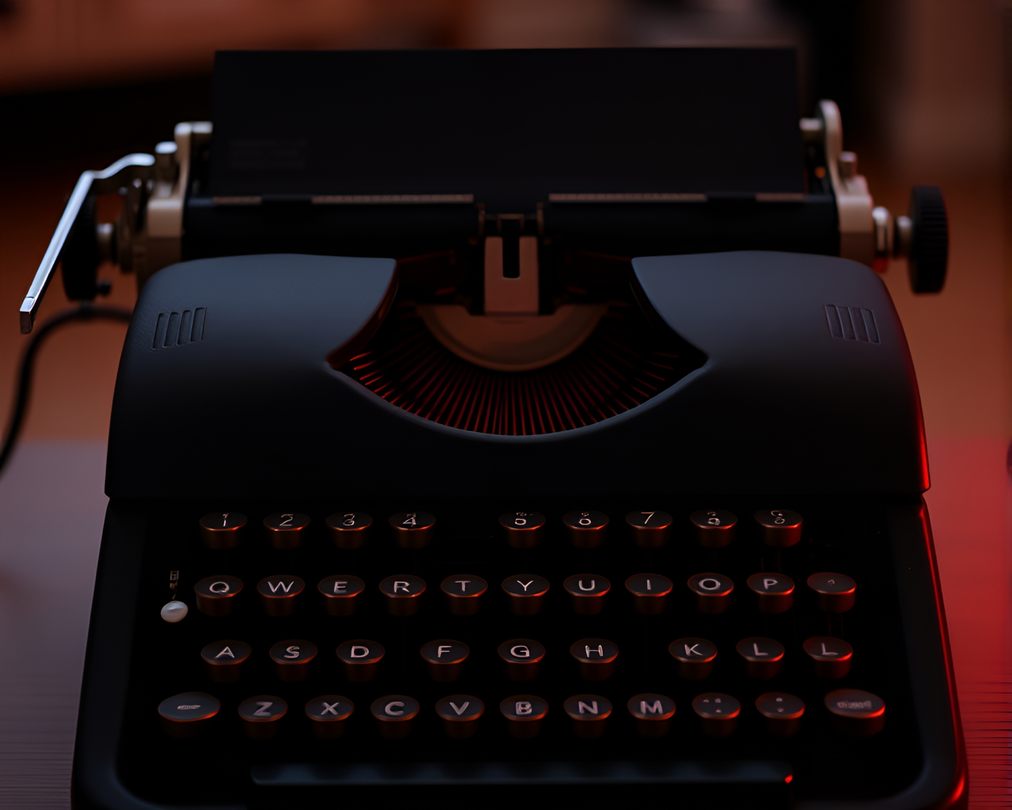 Antique Typewriter in Split Focus Sunrise Pink Glow – free AI stock image