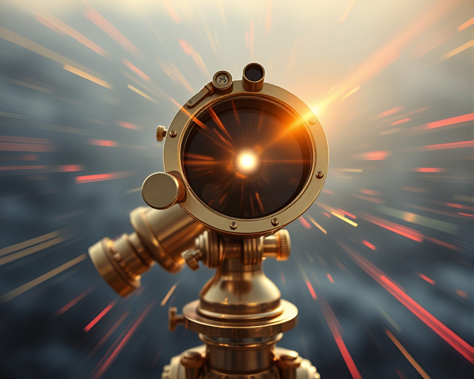 Abstract depiction of brass telescope with dynamic zoom effect