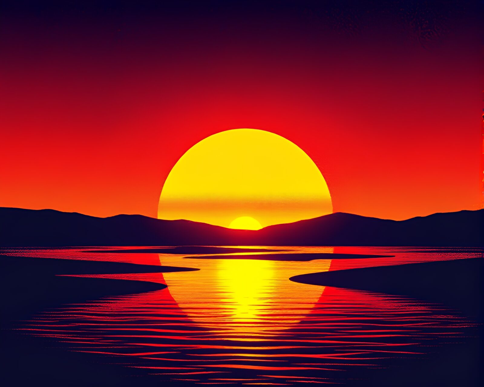 Futuristic holographic display in warm, engraved sunset colors
