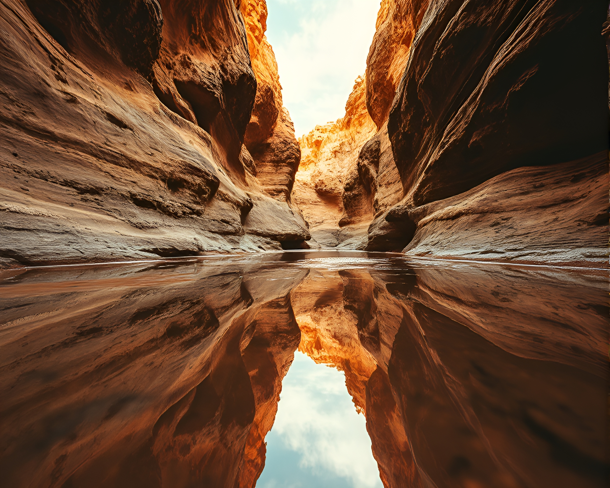 Majestic Ostrich Reflecting in Canyon Rust Tones – free AI stock image