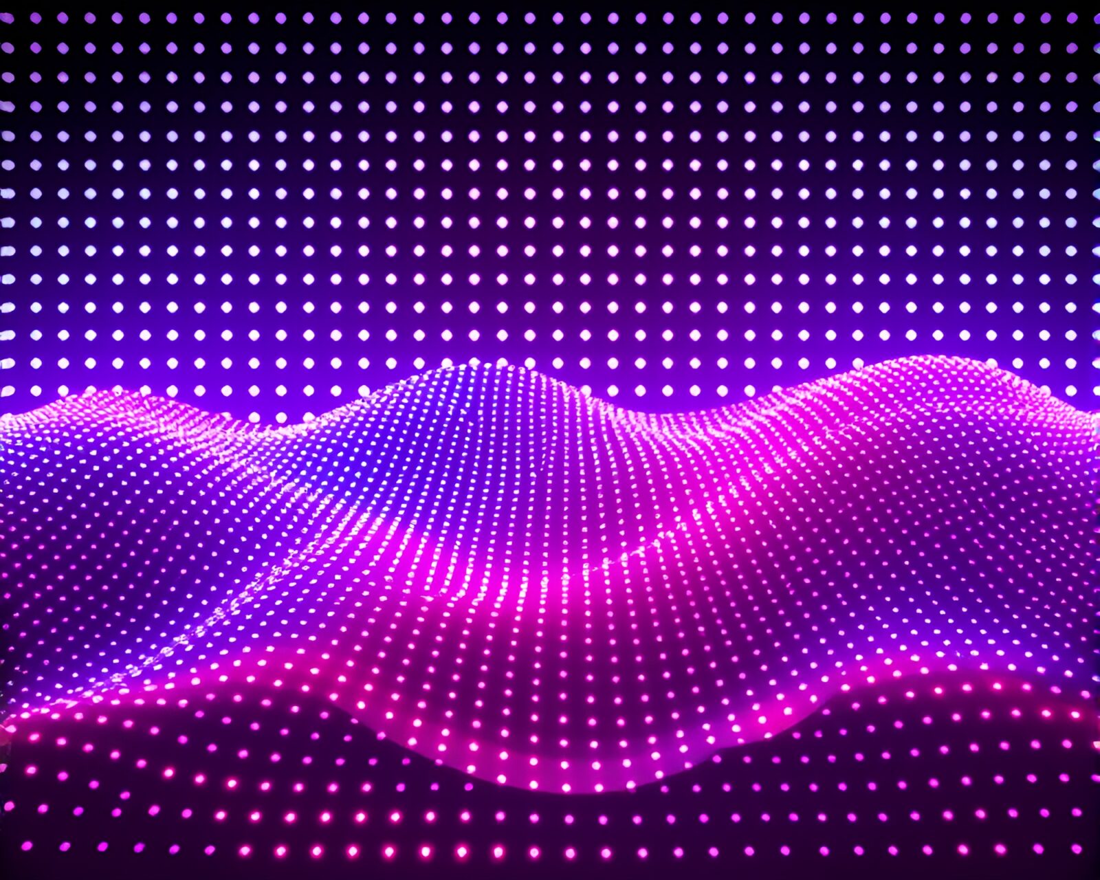 Pastel gradient LED pixel grid with retro wave theme