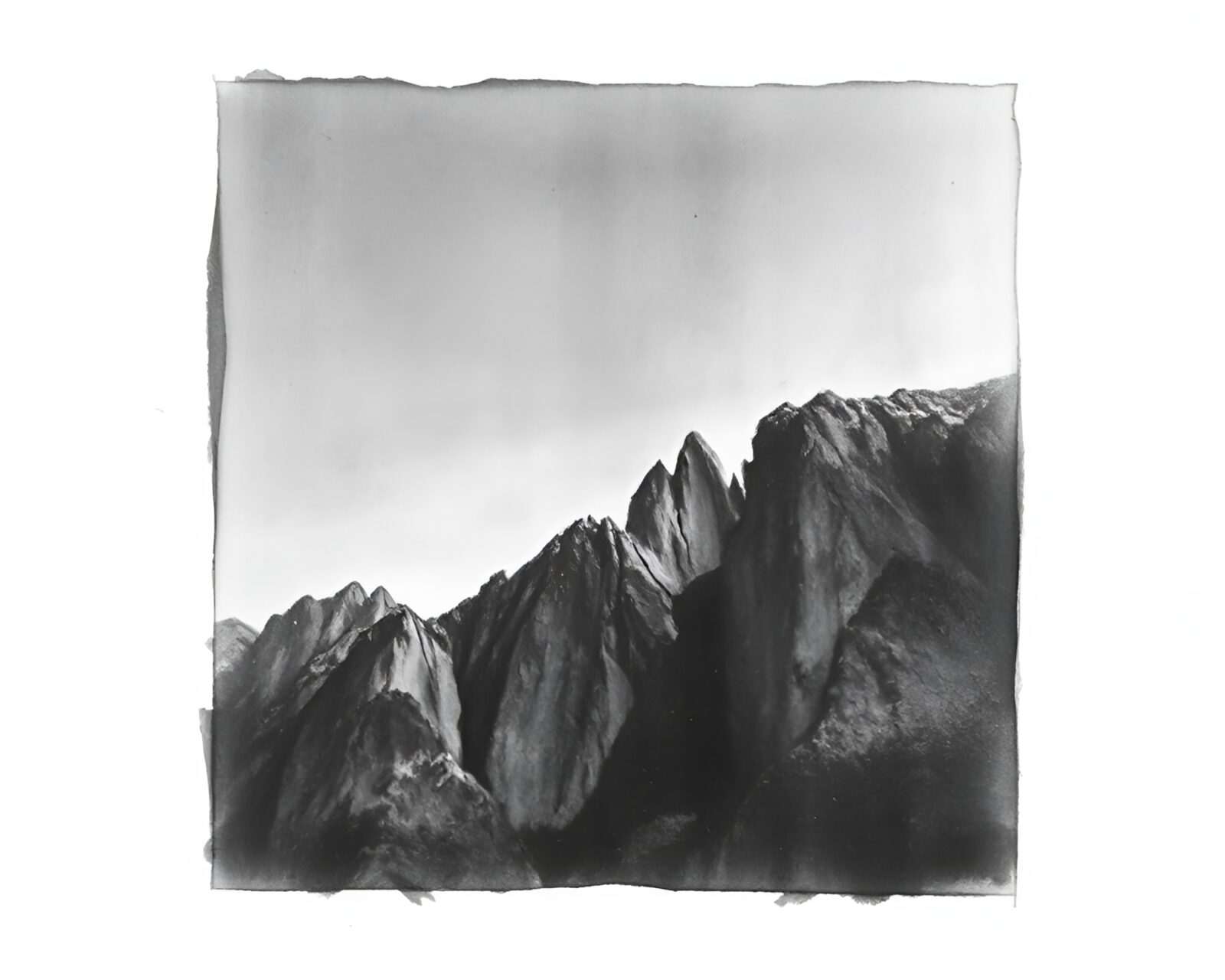 Double exposure of glacier in atmospheric charcoal sketch style