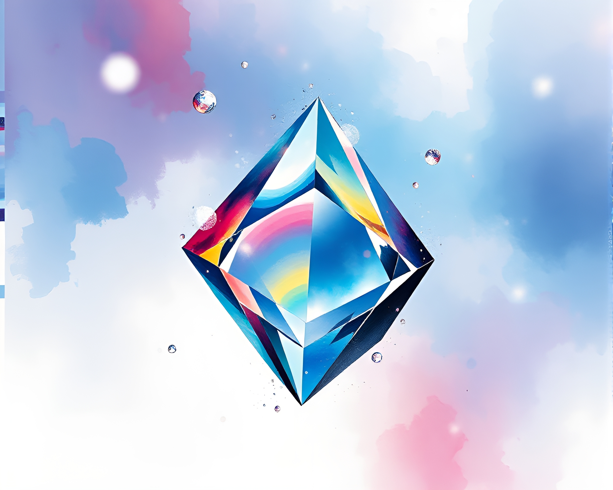 Ethereal Prism Refraction: Floating Crystal in Surreal Shift – free AI stock image