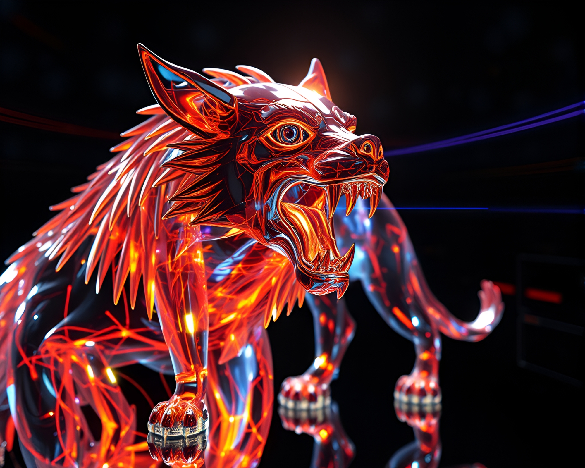 Prism Cerberus in Motion: Technical Illustration – free AI stock image