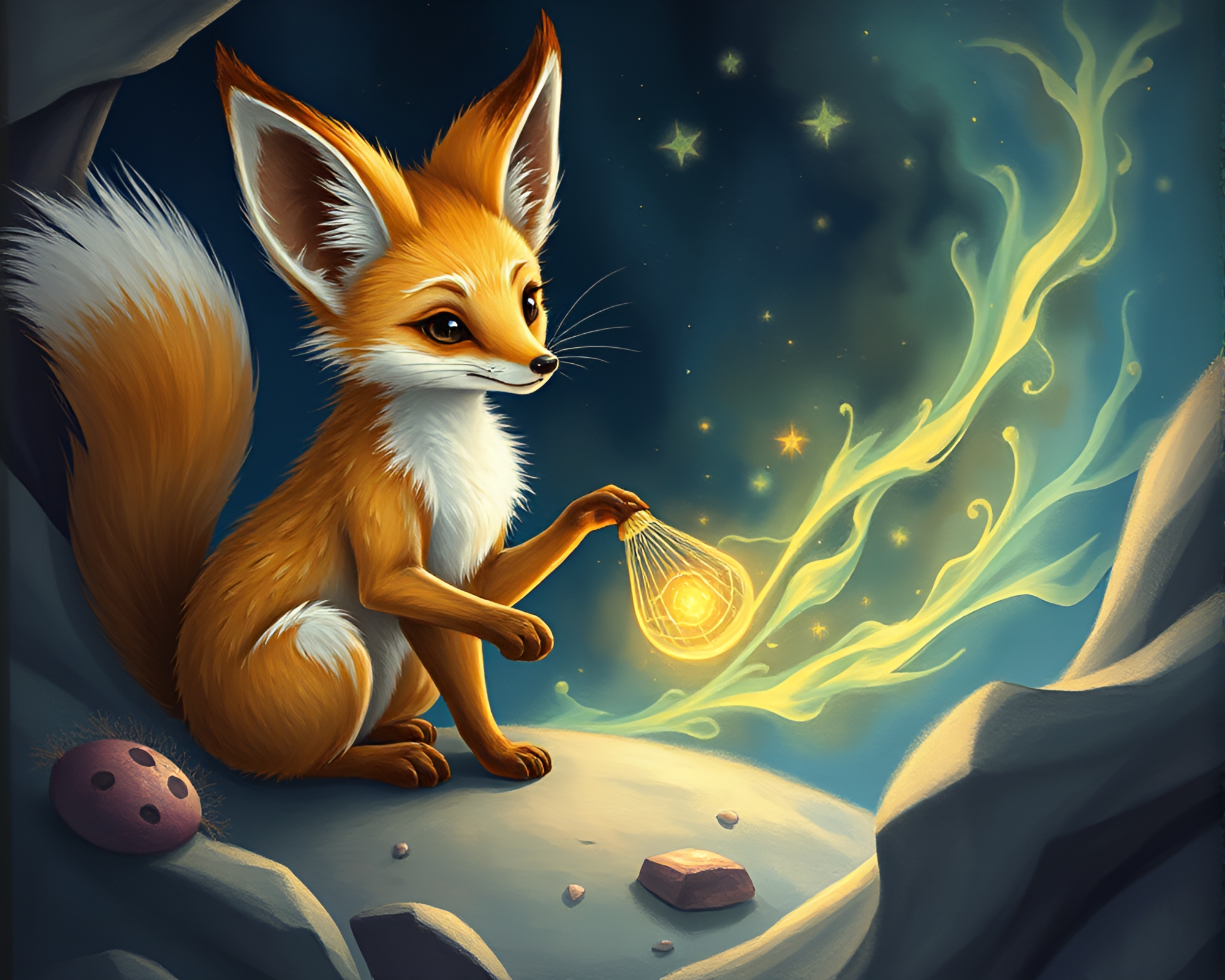 Enchanted Fennec Fox in Sorcery Glow – free AI stock image