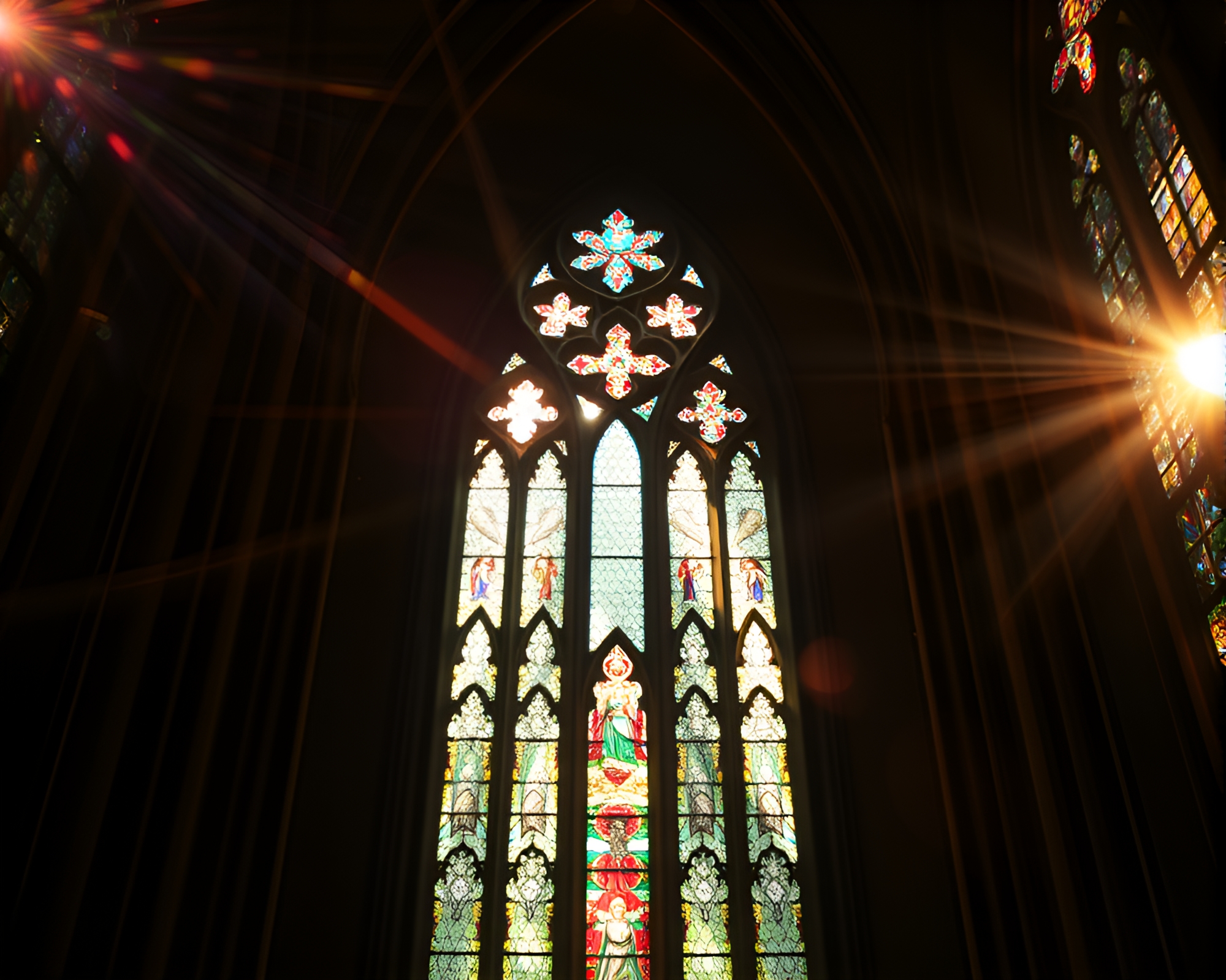Cathedral Stained Zebra in Glowing Flare Light – free AI stock image
