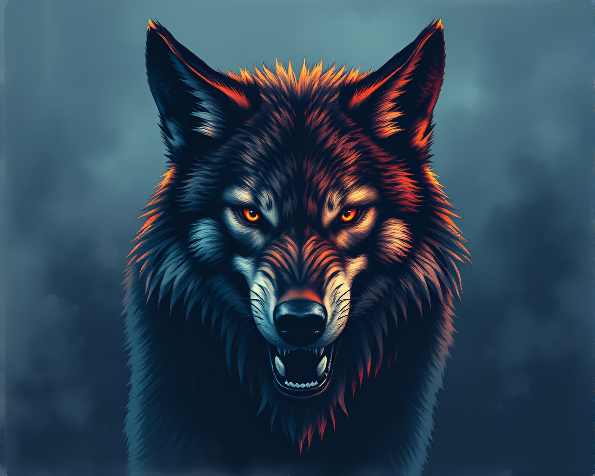 Werewolf Vector Halftone Ambient Gouache Painting – free AI stock image
