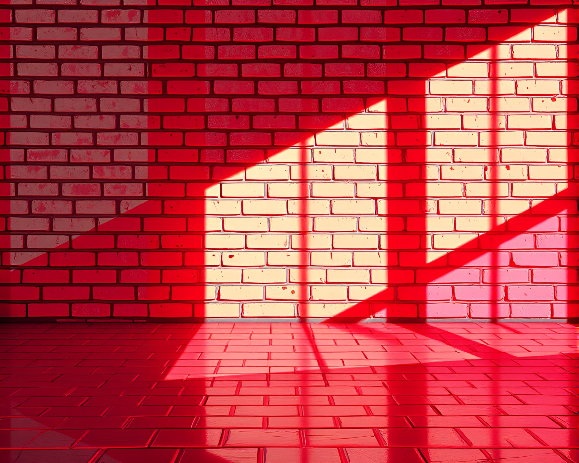 Vaporwave Stencil Shadows: Floating Crystal in Brick-Red Depths – free AI stock image