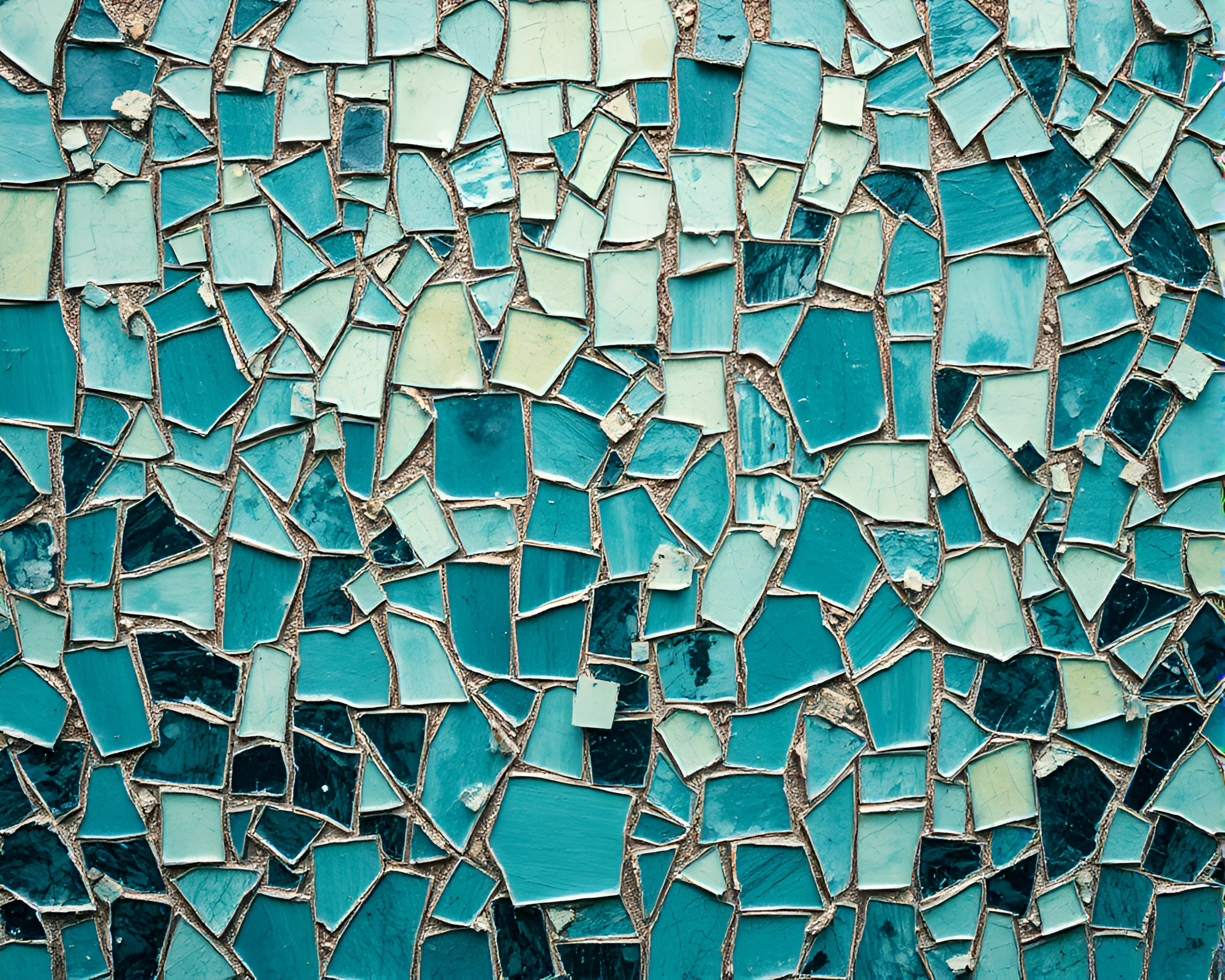 Teal Serenity: Retro Mosaic Abstract Expressionism – free AI stock image