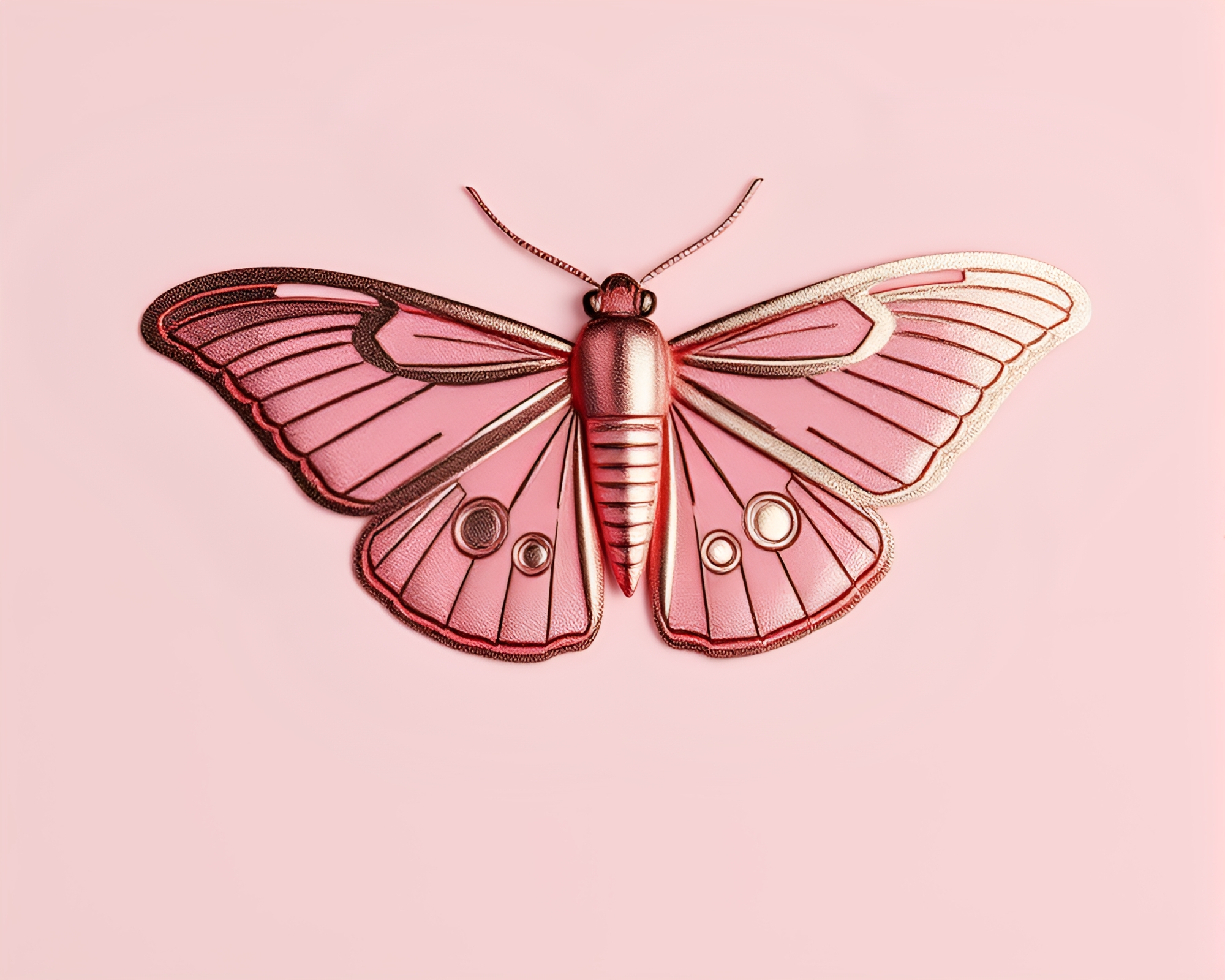 Foil-Stamped Moth Bathed in Blush Pink Rim Light – free AI stock image