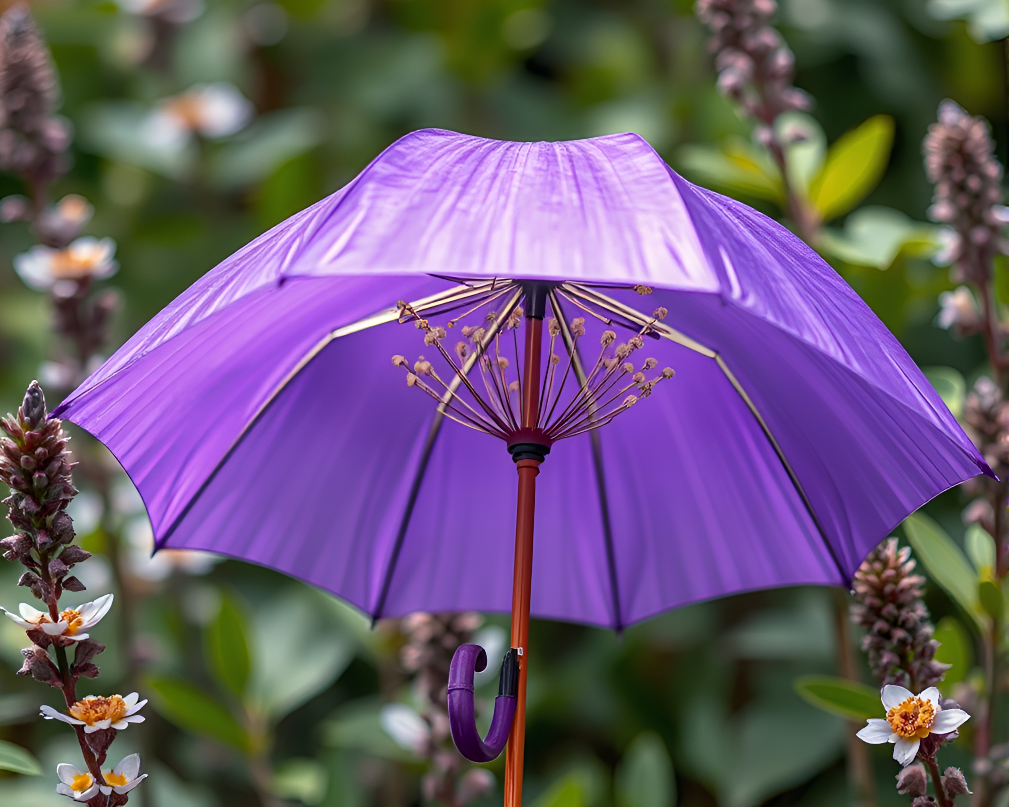 Amethyst Botanical Umbrella Zoom Burst Art – free AI stock image