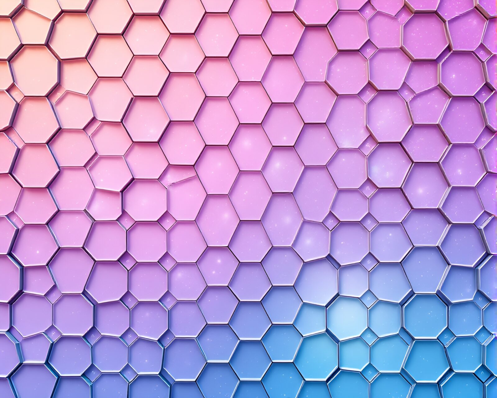 Hexagonal tiling framed by a celestial pastel nebula