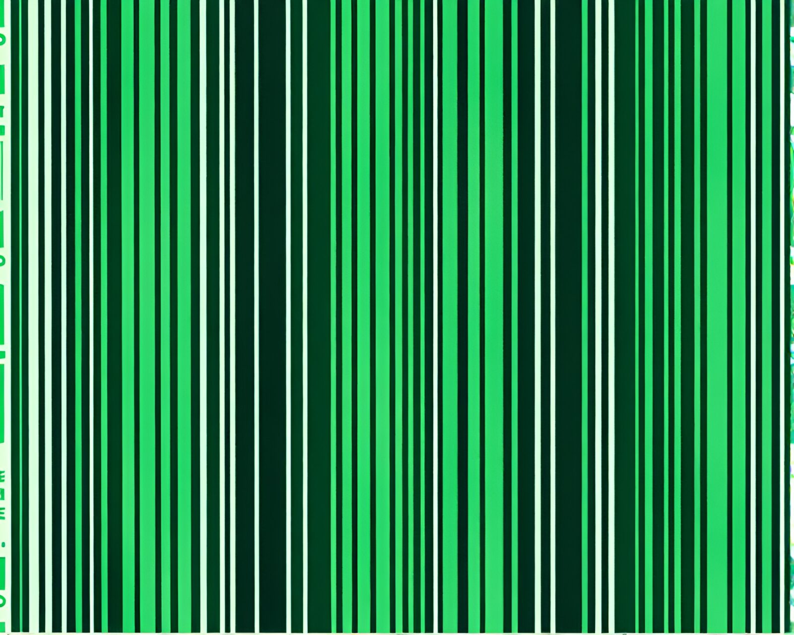 Abstract egg tempera painting of emerald green barcode stripe landscape