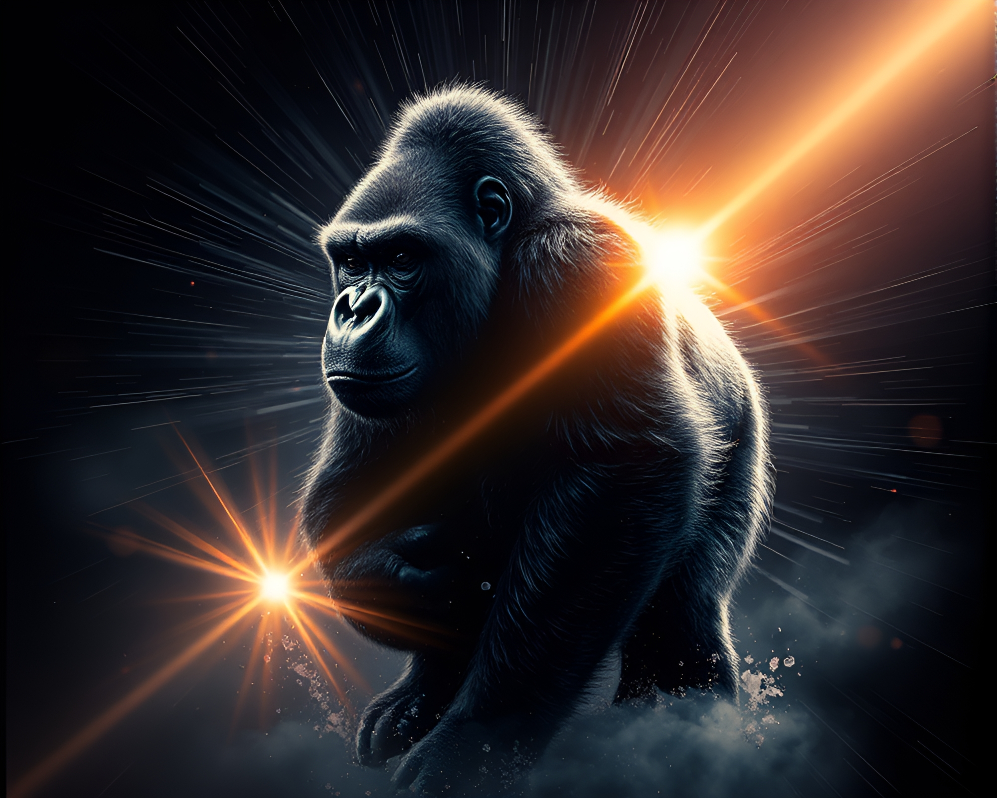 Op Art Gorilla in Glossy Flare – free AI stock image