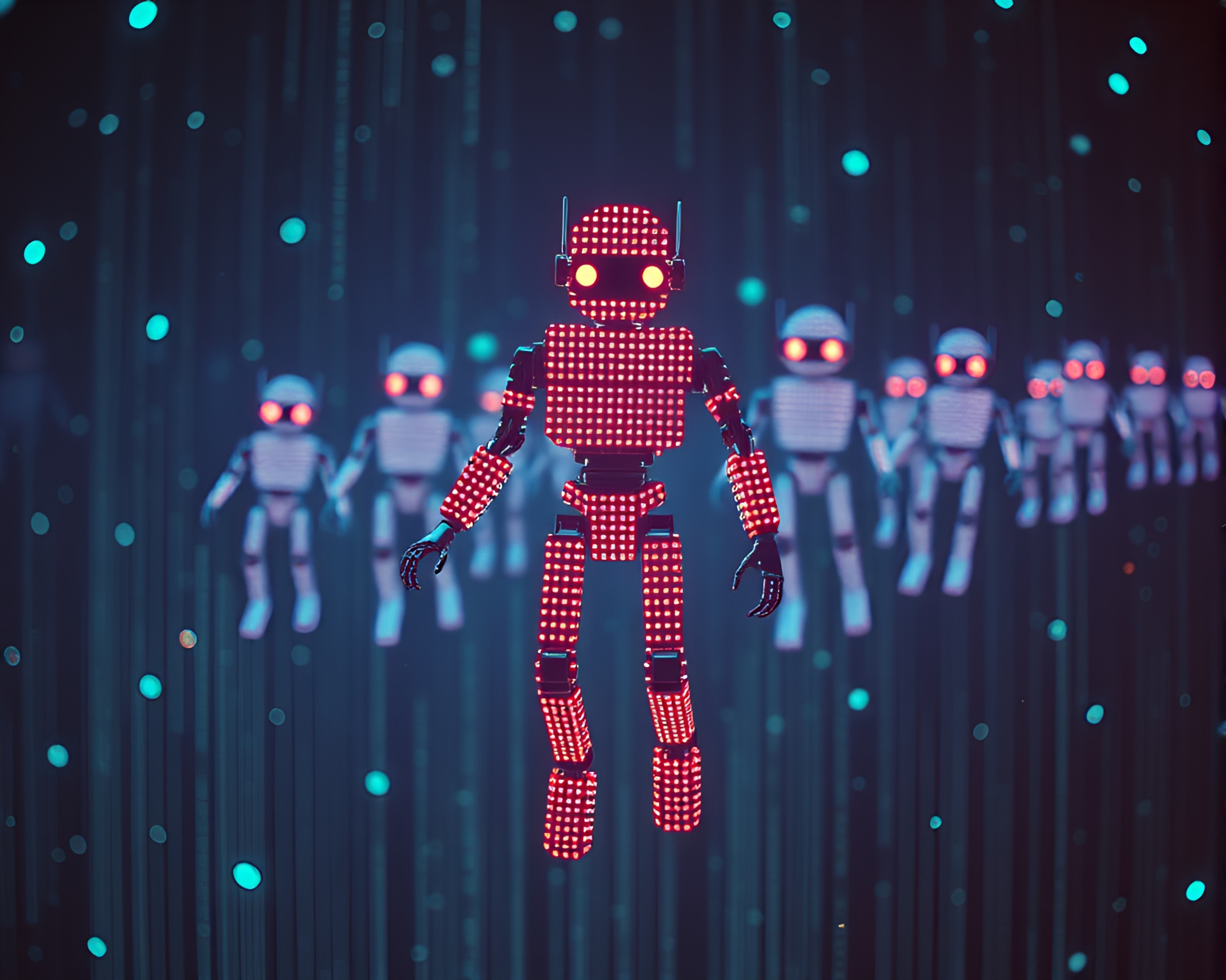 Nanobot Swarm Matrix: Earth Tone 80s VHS Infestation – free AI stock image