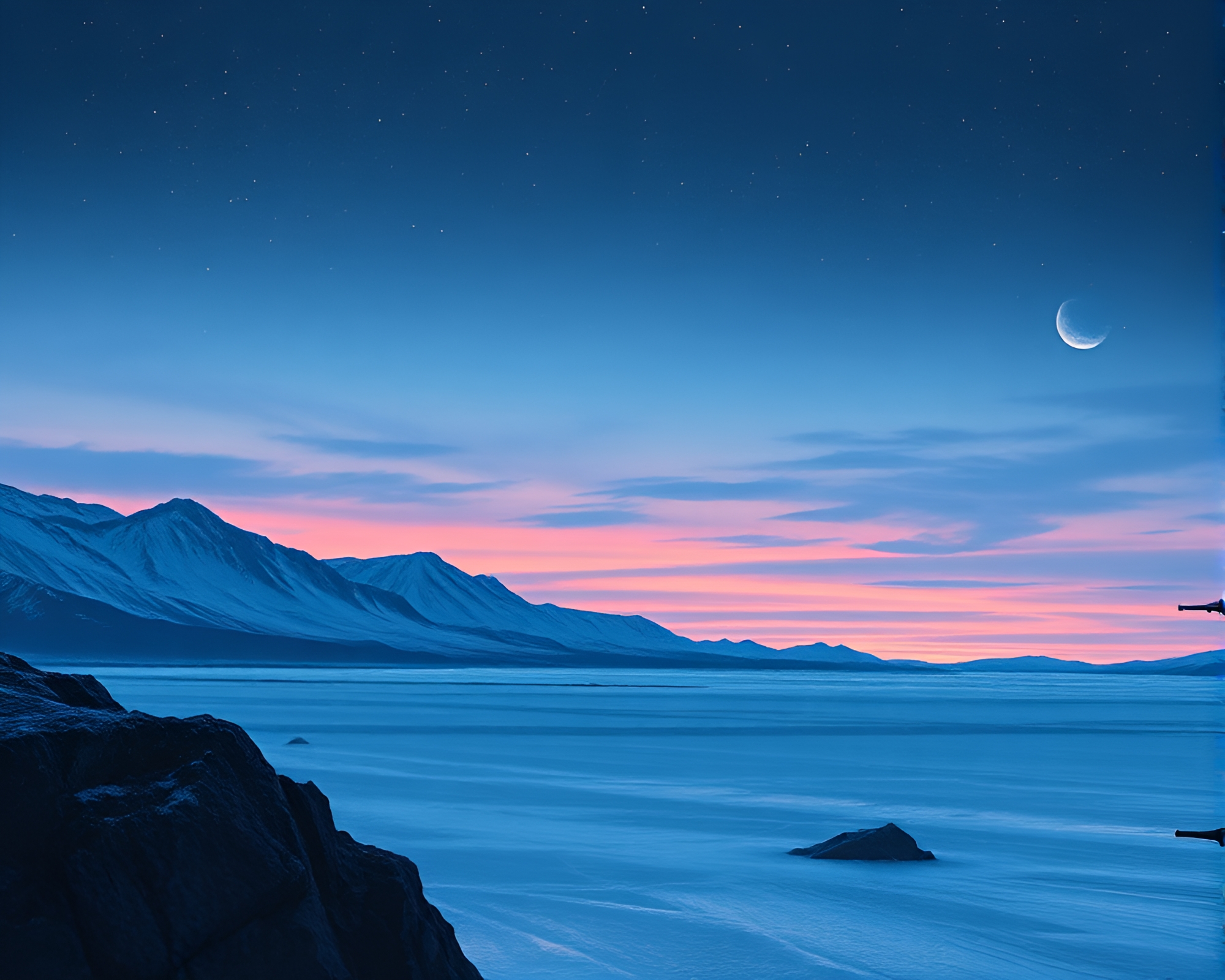 Ethereal Crystal Floating in Polar Twilight Dutch Angle – free AI stock image